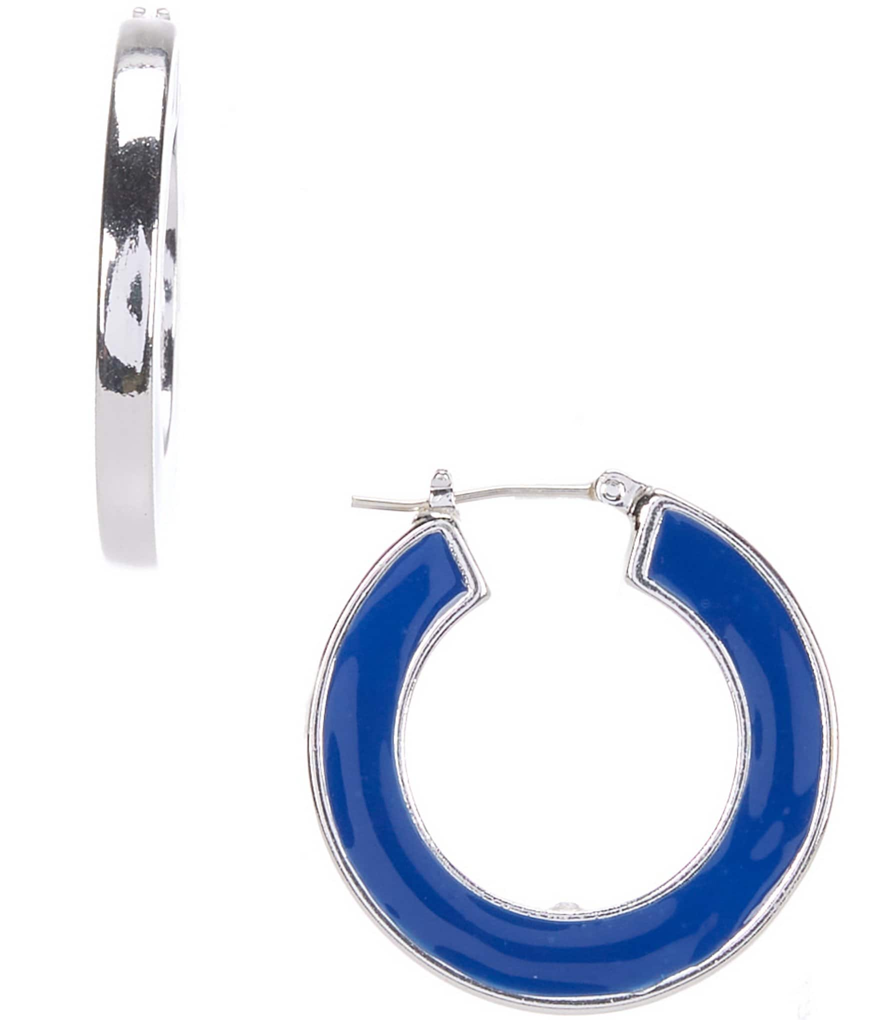 Dillard's Navy Enamel Medium Hoop Earrings