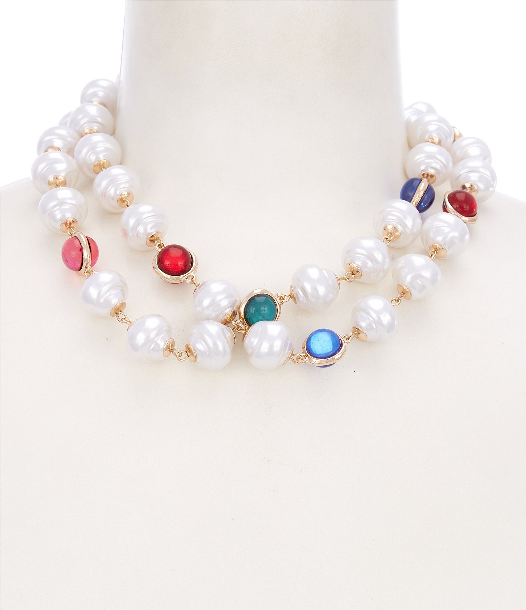 Dillard's Organic Pearl and Multicolor Layered Statement Necklace