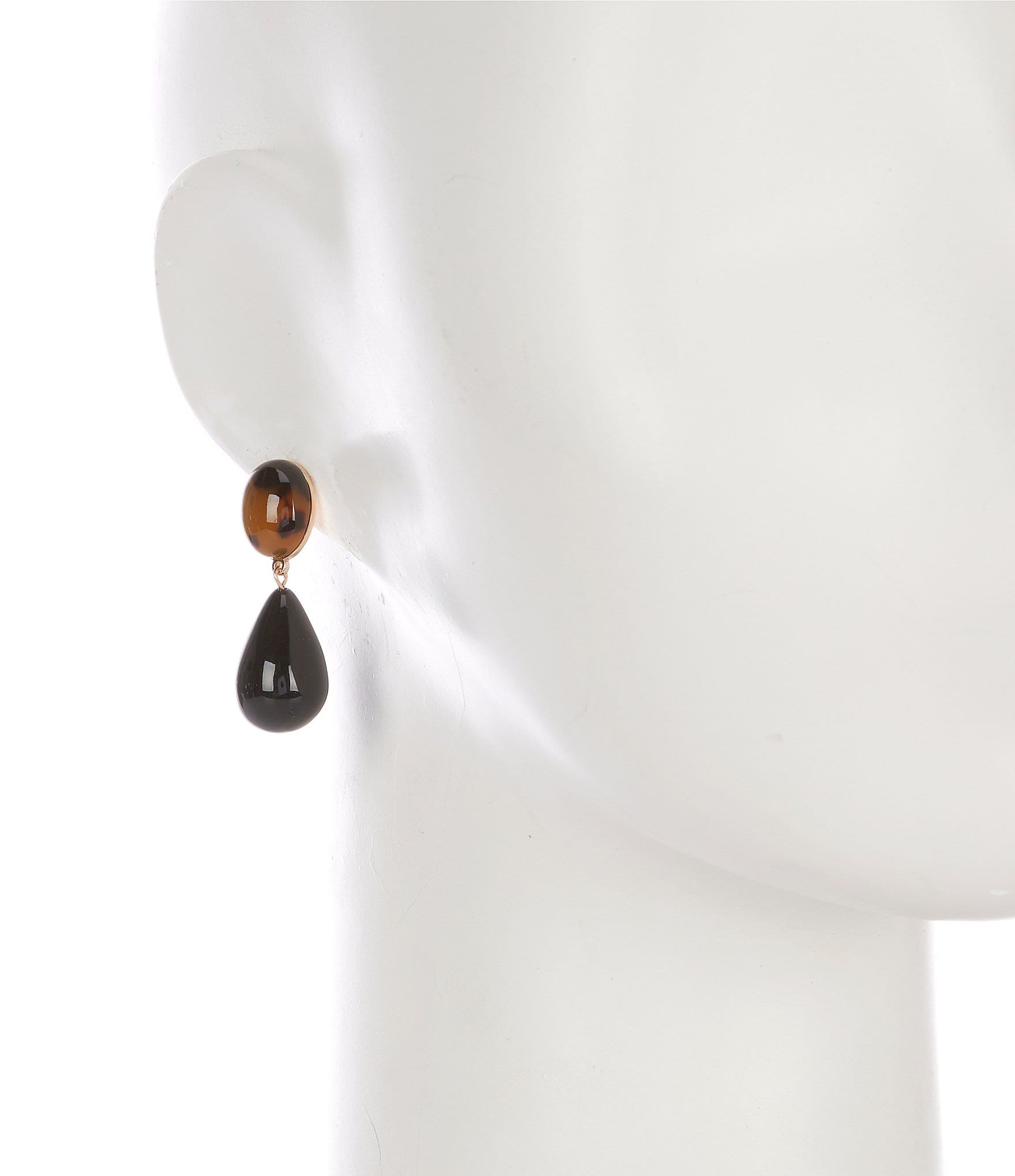 Dillard's Oval Tortoise Cab Jet Teardrop Drop Earrings