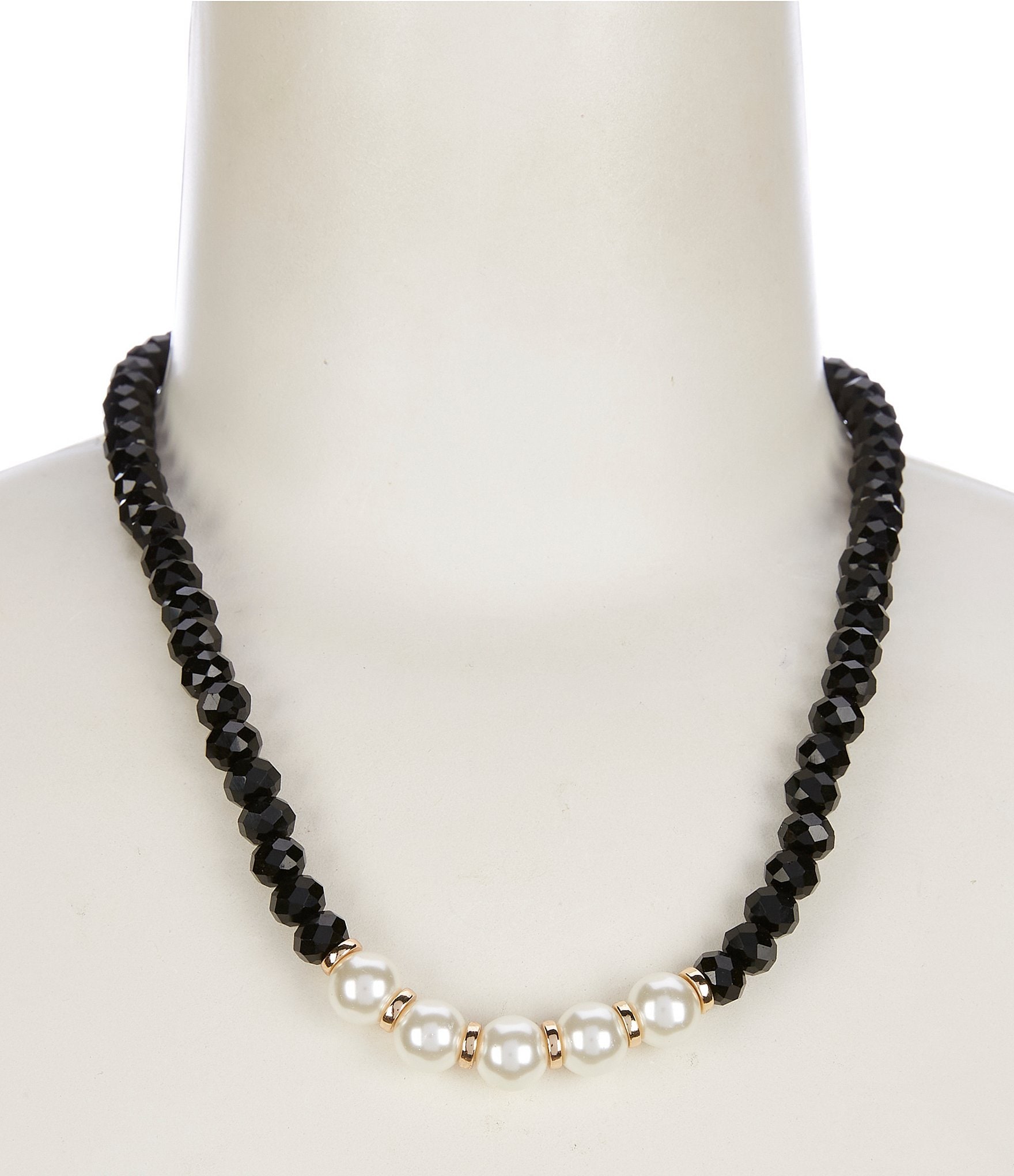 ジーナシス　【eL+1】 beads short necklace ブラック Dillard's Pearl Frontal Jet Beaded Short Strand Collar