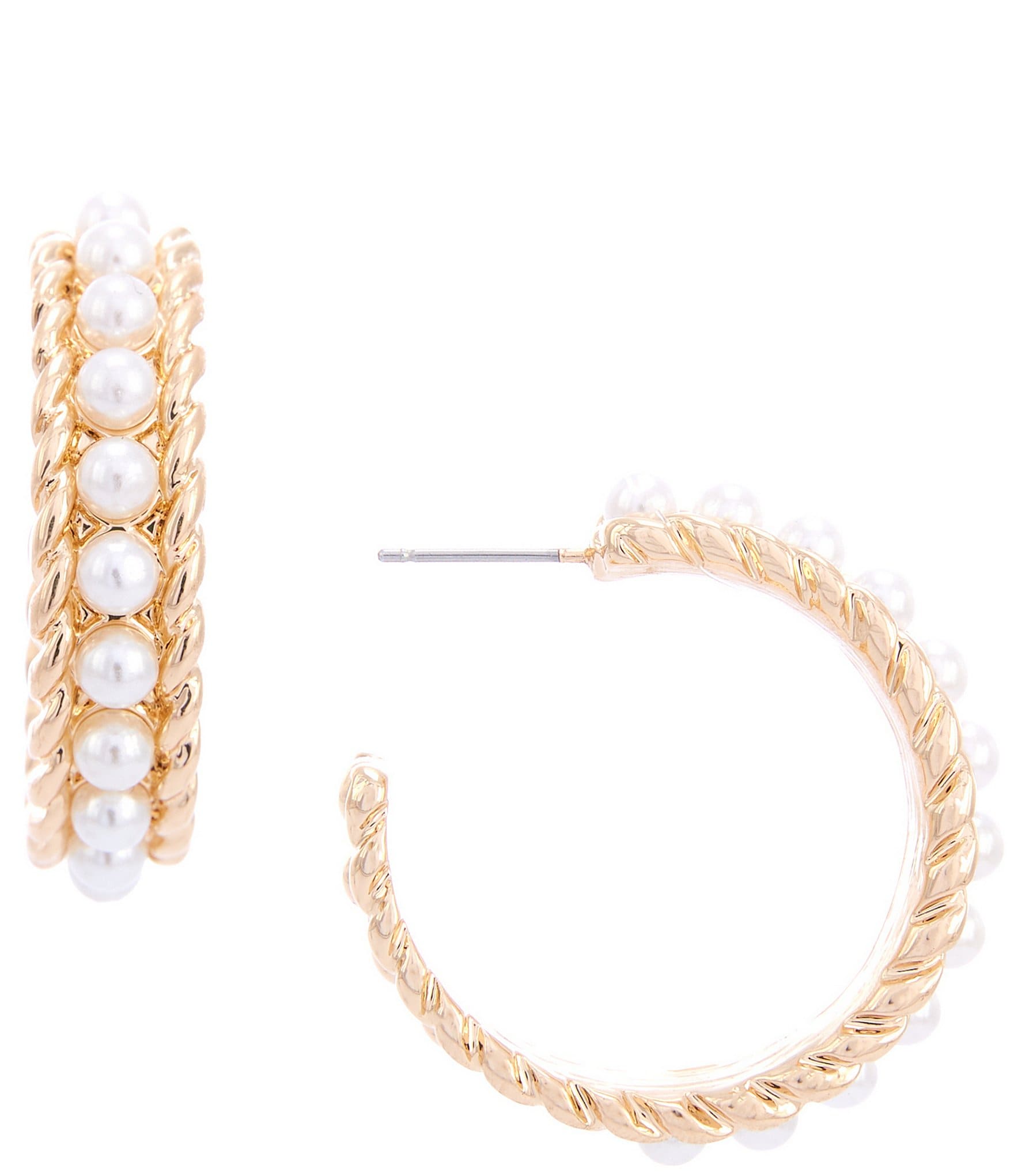 Dillard's Pearl Rope Textured Edge Hoop Earrings