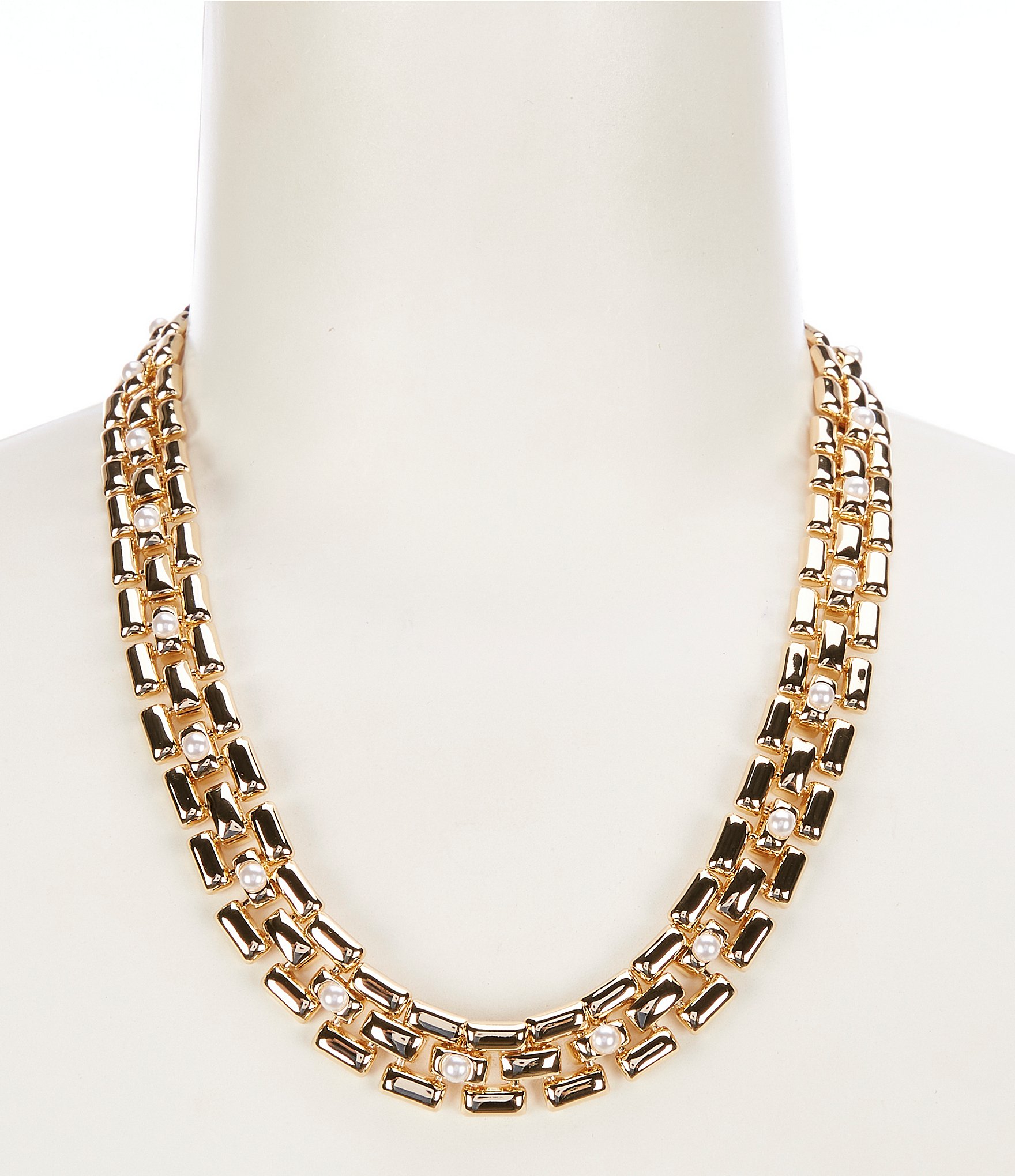 Dillard's Pearl Weave Gold Tone Collar Necklace