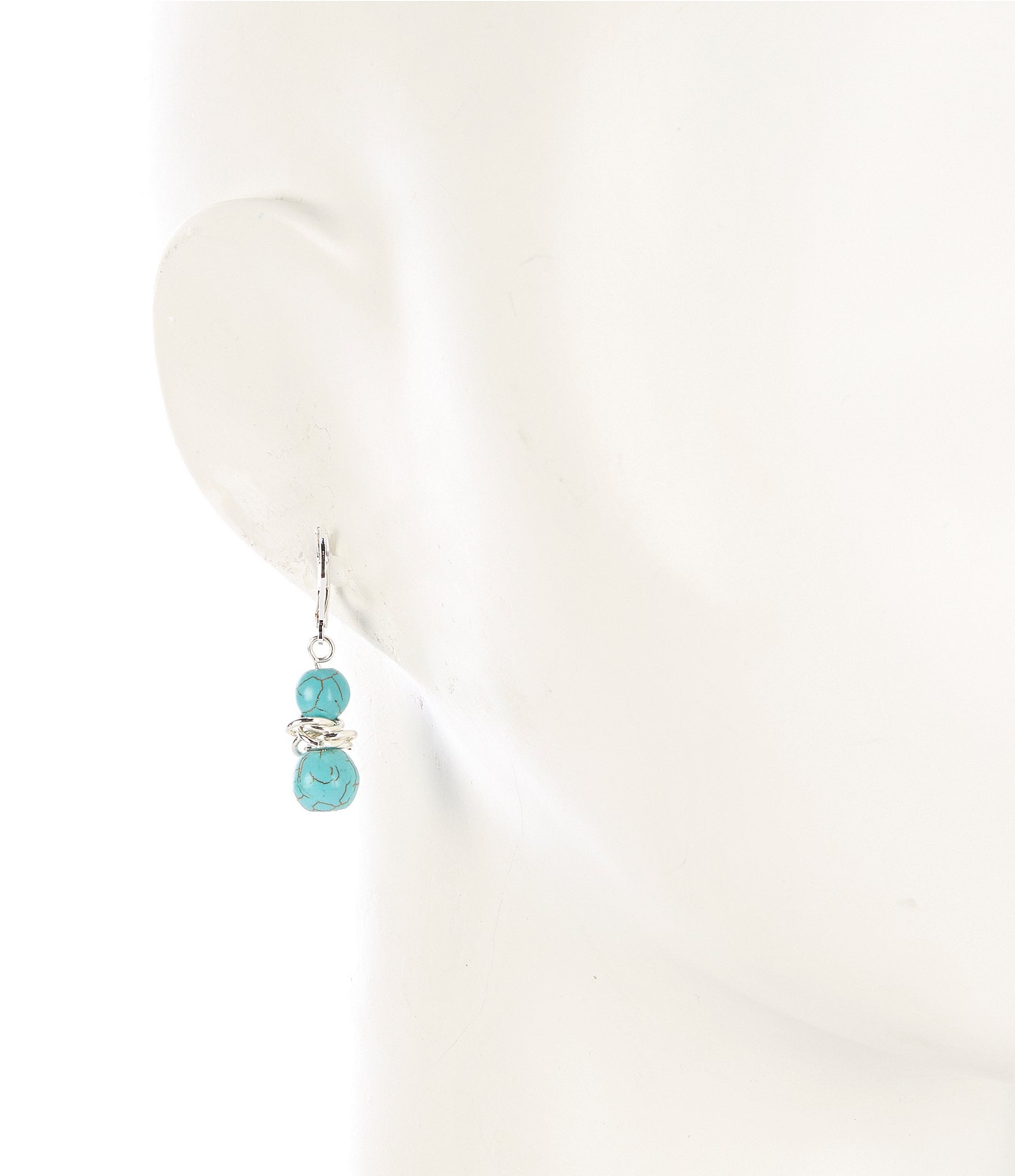 Dillard's Reconstituted Turquoise Double Bead Drop Earrings