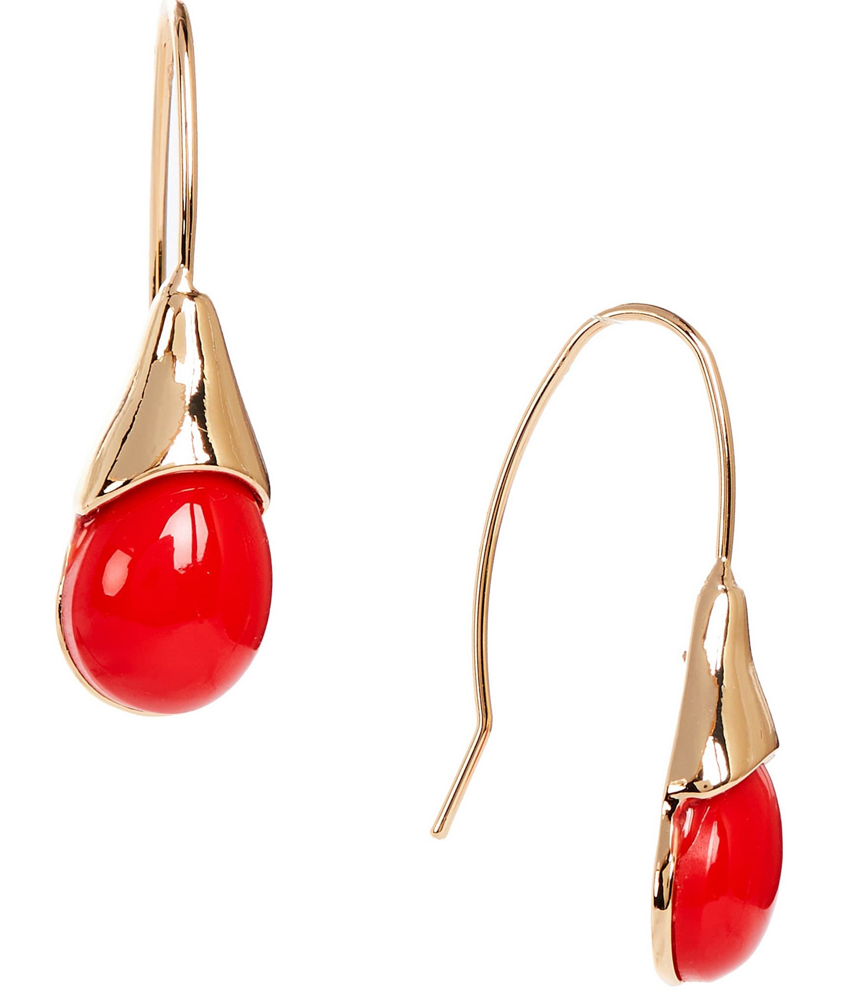 Dillard's Red Resin Teardrop Drop Earrings
