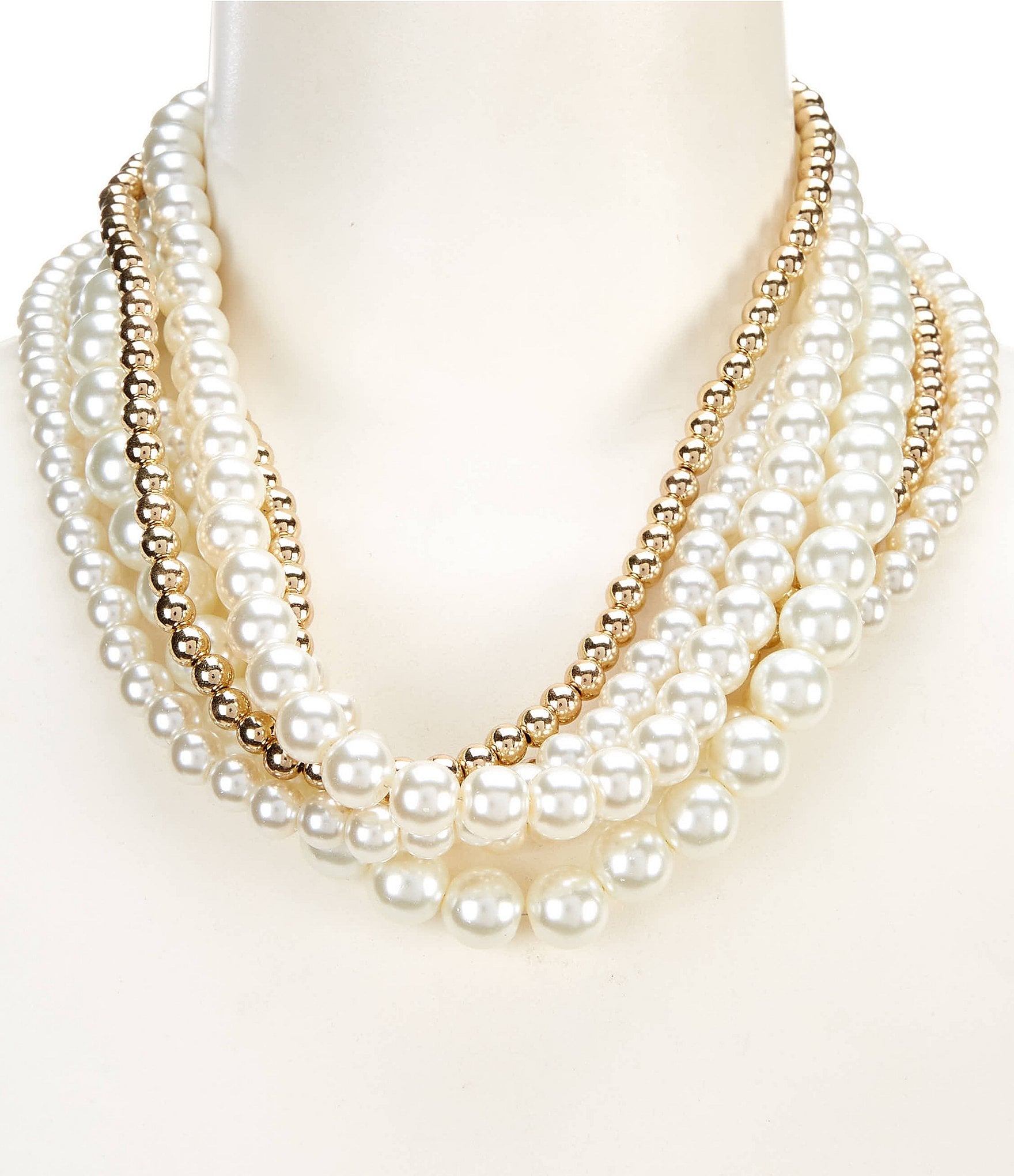 Dillard's Shiny Beads & Pearls Statement Necklace