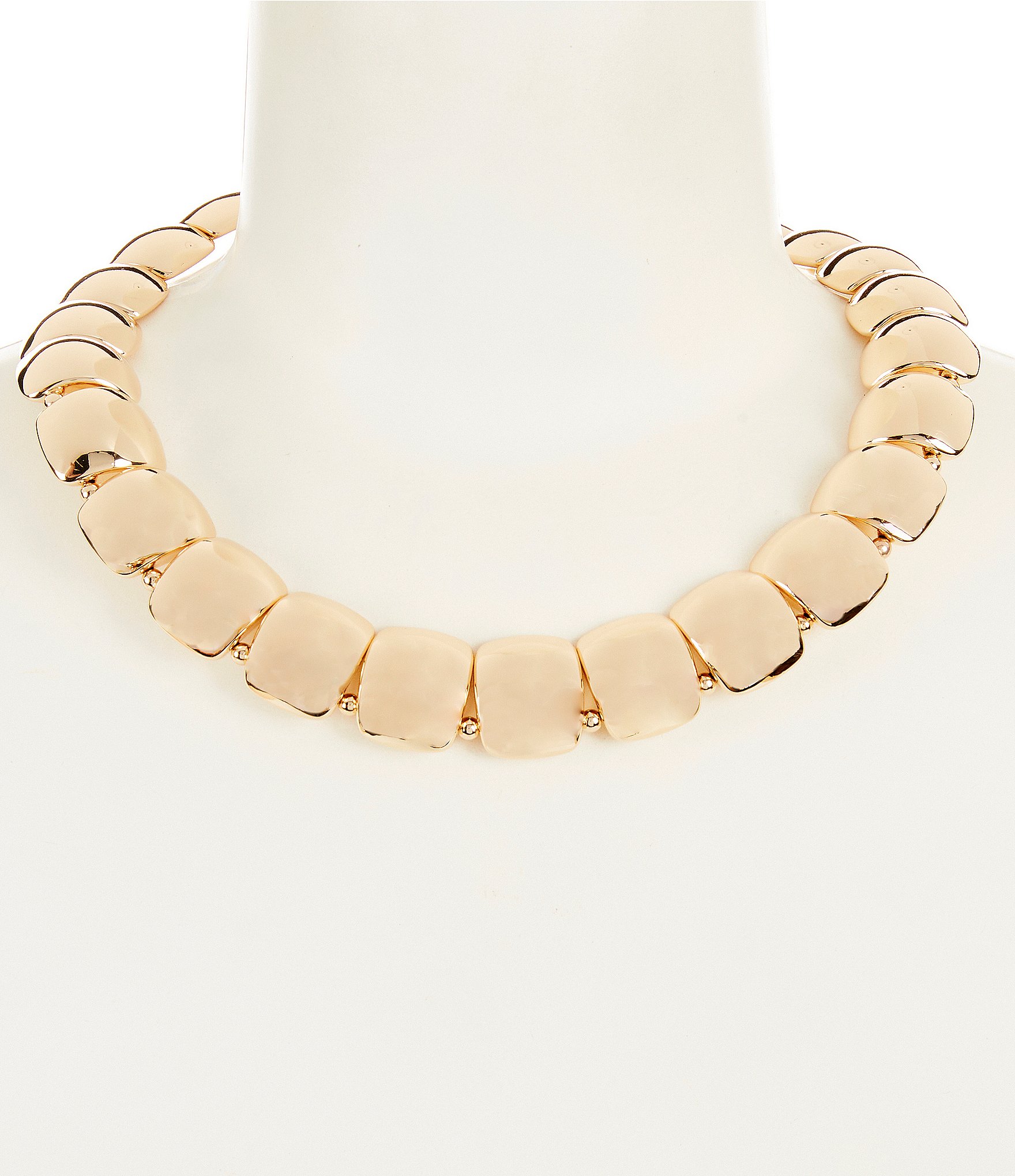 Dillard's Square Concaved Metal Collar Necklace