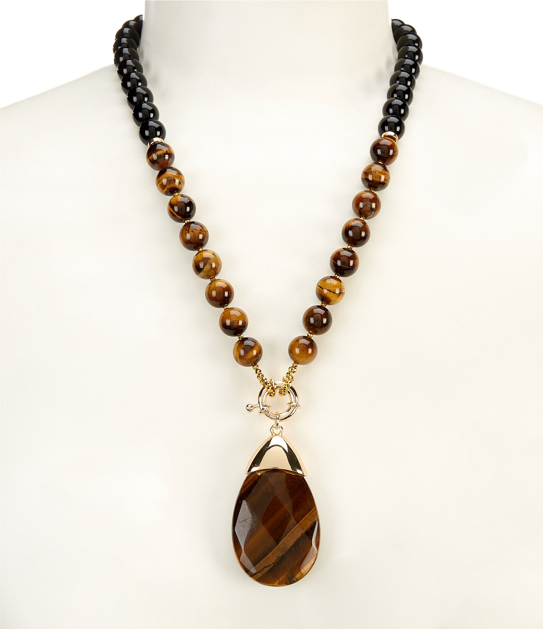 Dillard's Tiger Eye Short Pendant Necklace