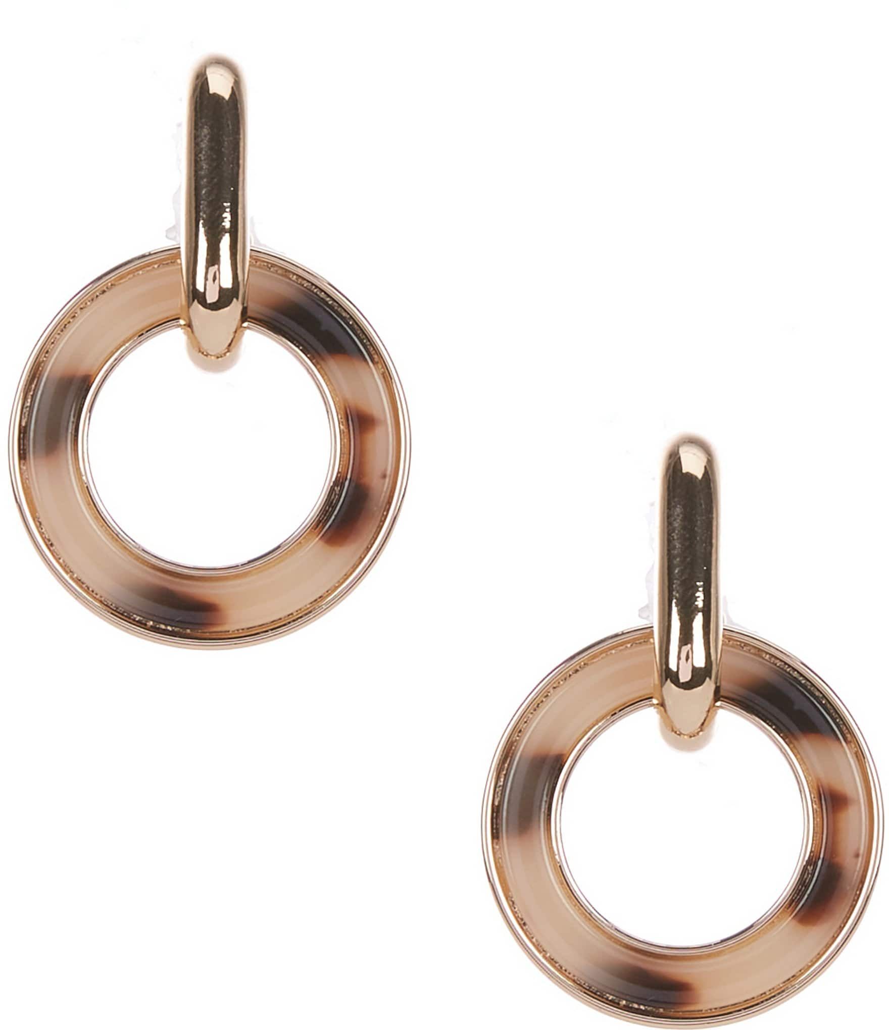 Dillard's Tortoise Doorknocker Drop Earrings