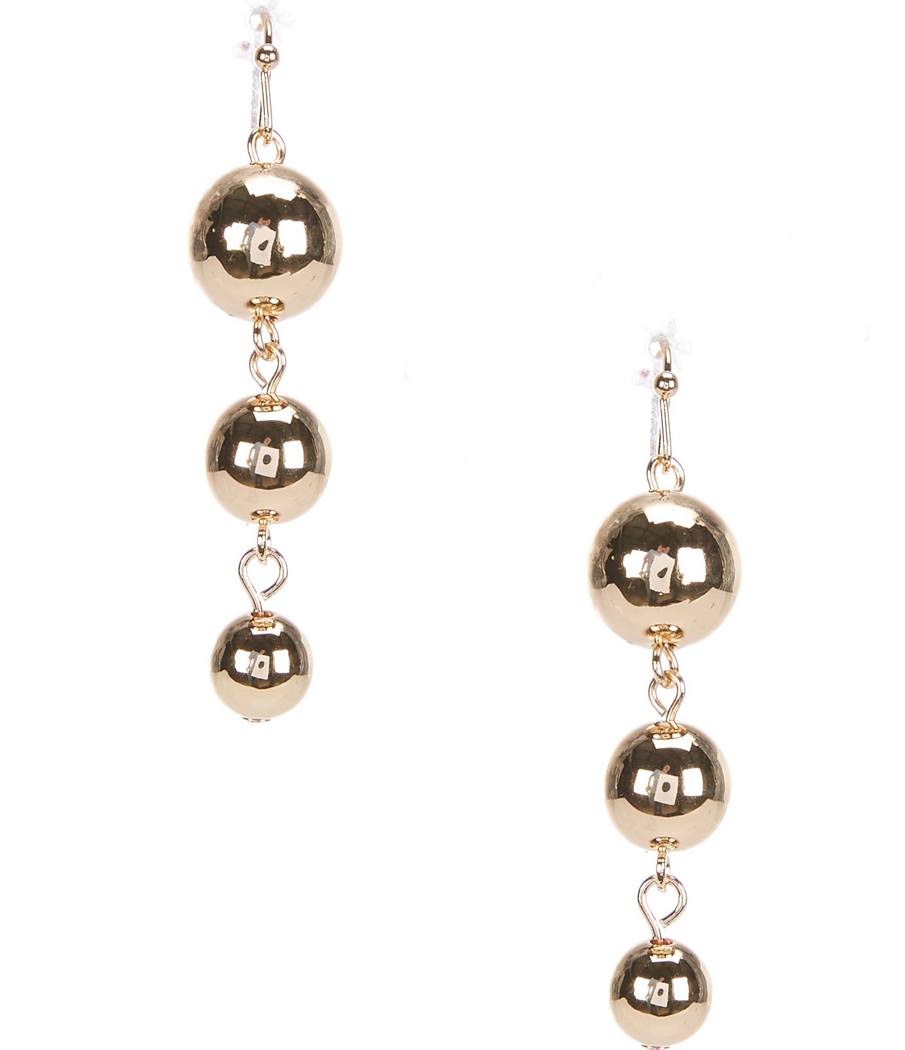 Dillard's Triple Gold Ball Linear Earrings