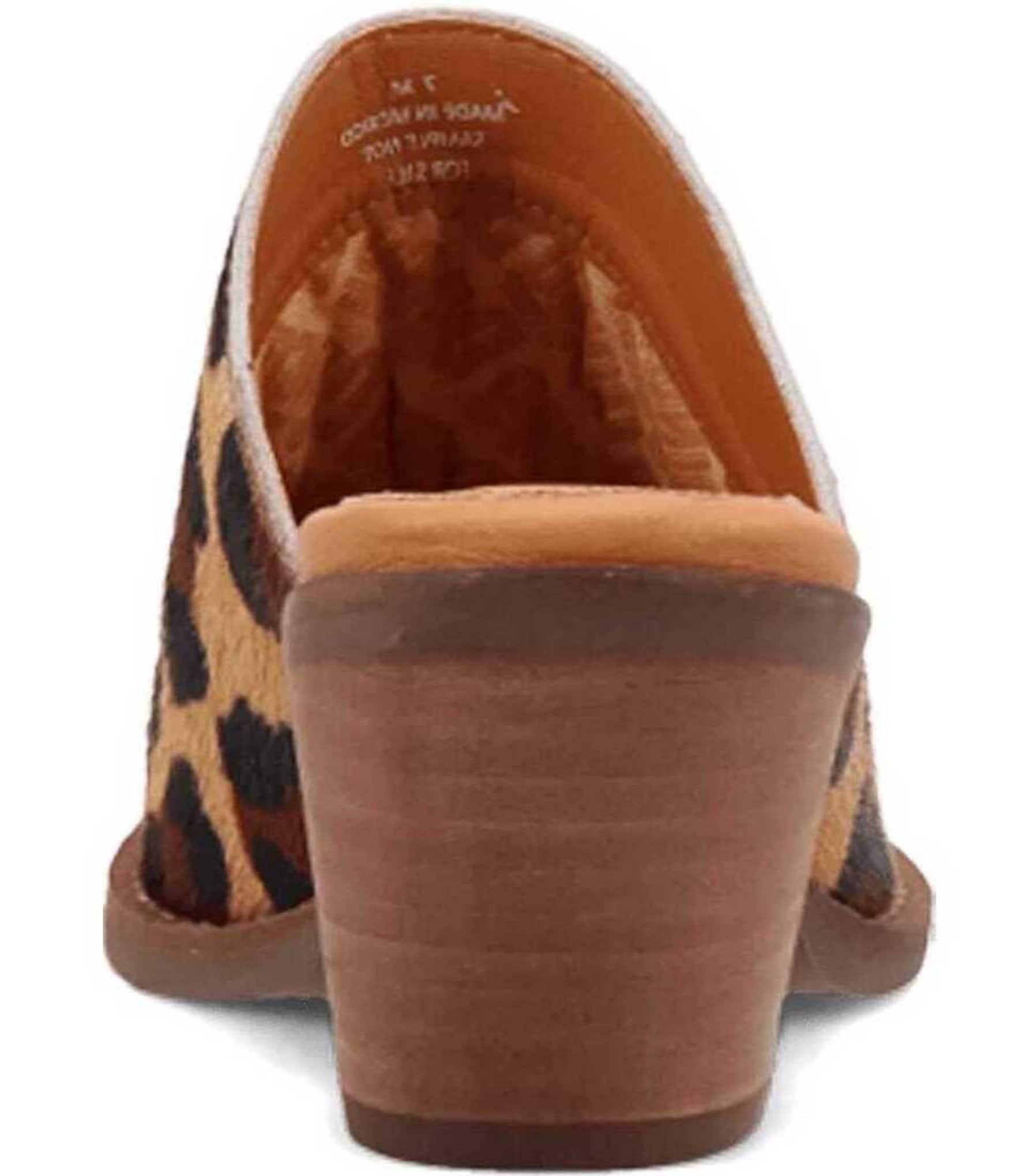 Dingo Calico Leopard Print Calf Hair Mules