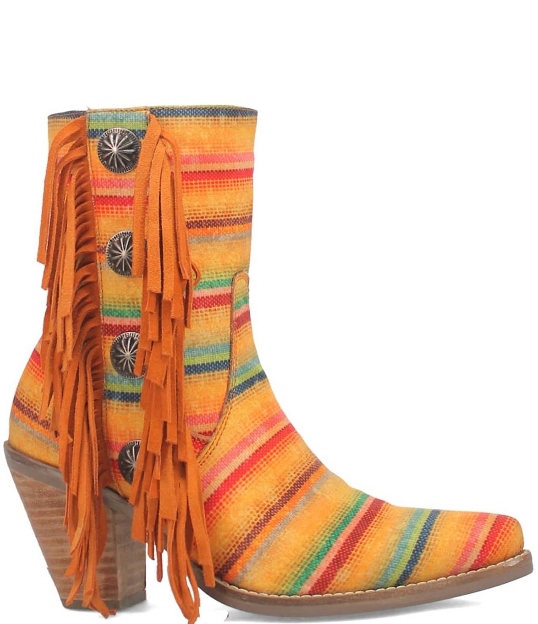 Dingo Chili Pepper Leather Fringe Western Boots