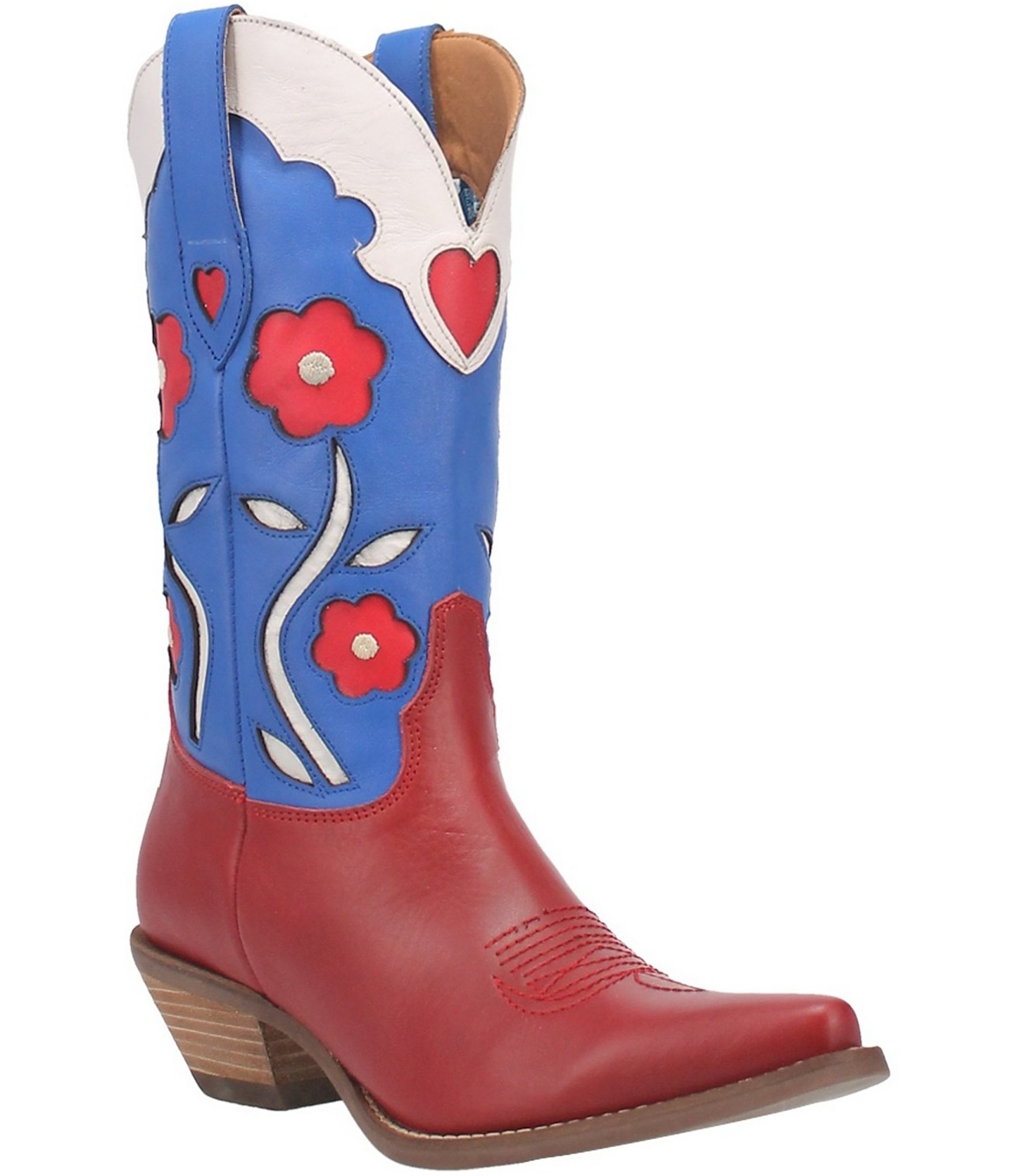 Dingo Comin Up Roses Leather Flower Heart Cut Out Western Boots | Dillard's