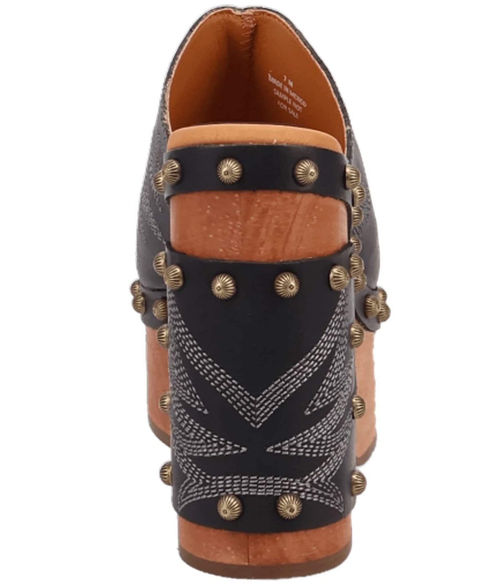 Dingo Free Spirit Leather Studded Platform Slide Sandals