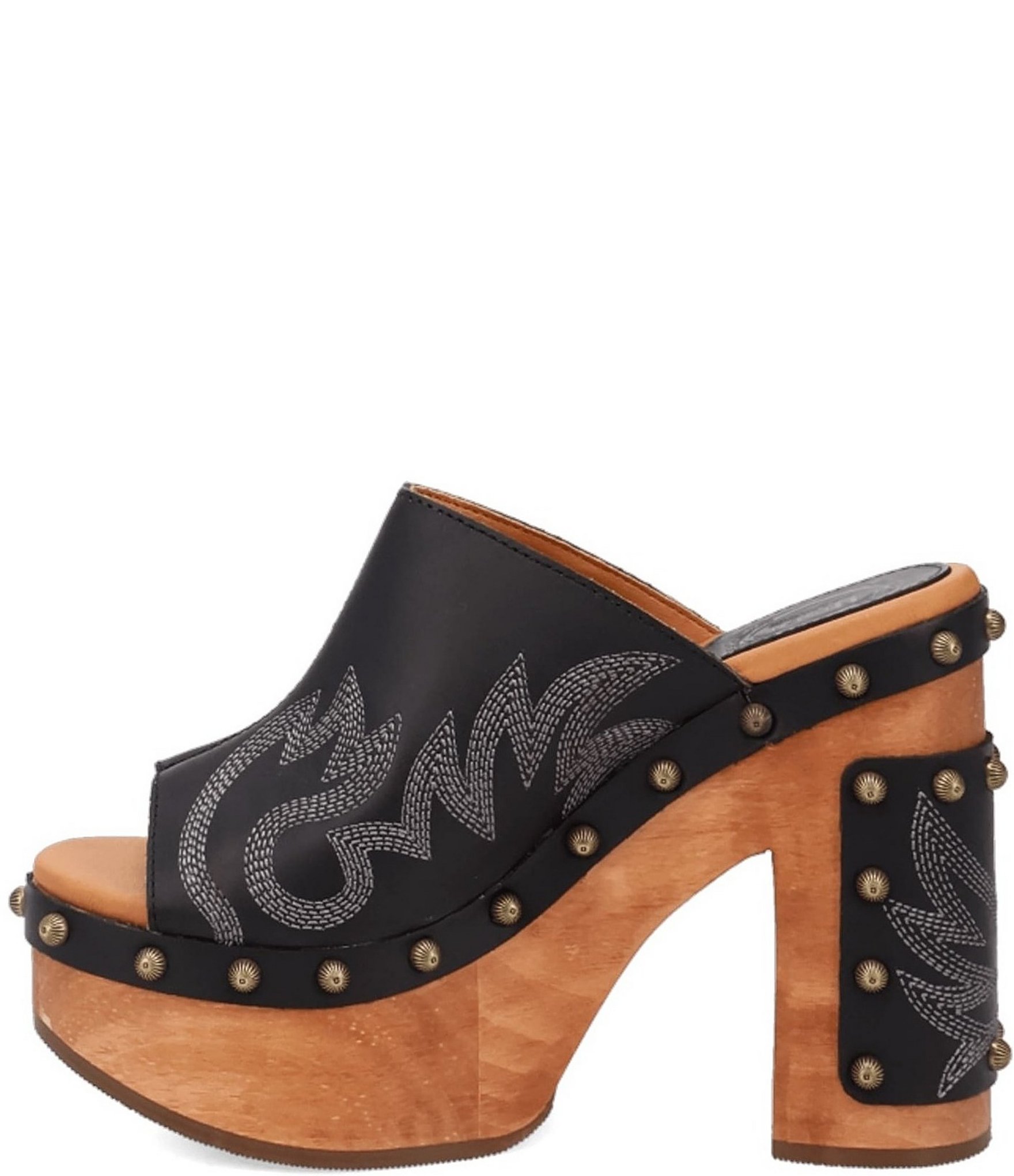 Dingo Free Spirit Leather Studded Platform Slide Sandals