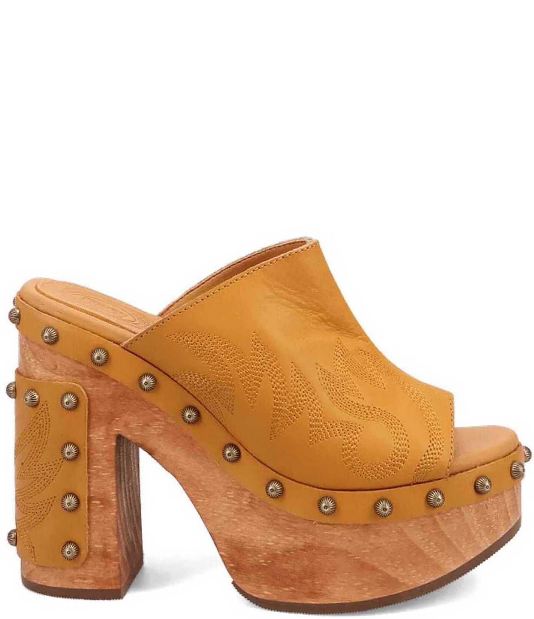 Dingo Free Spirit Leather Studded Platform Slide Sandals