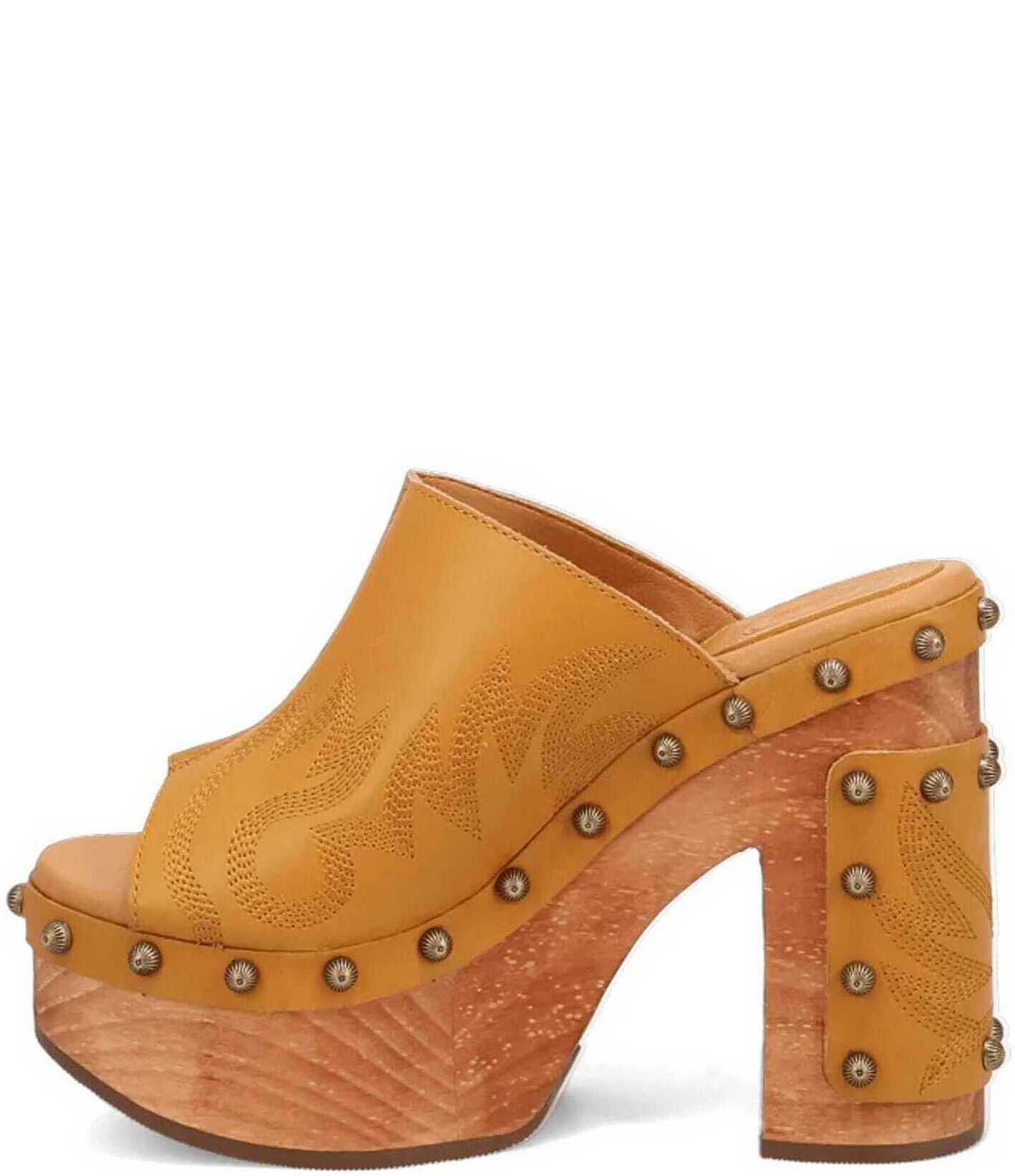Dingo Free Spirit Leather Studded Platform Slide Sandals