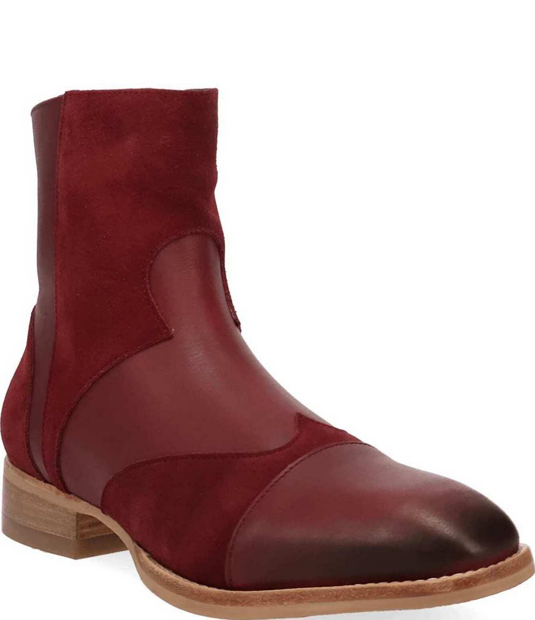 Dingo Men's Barnsley Leather and Suede Square Toe Zip Booties