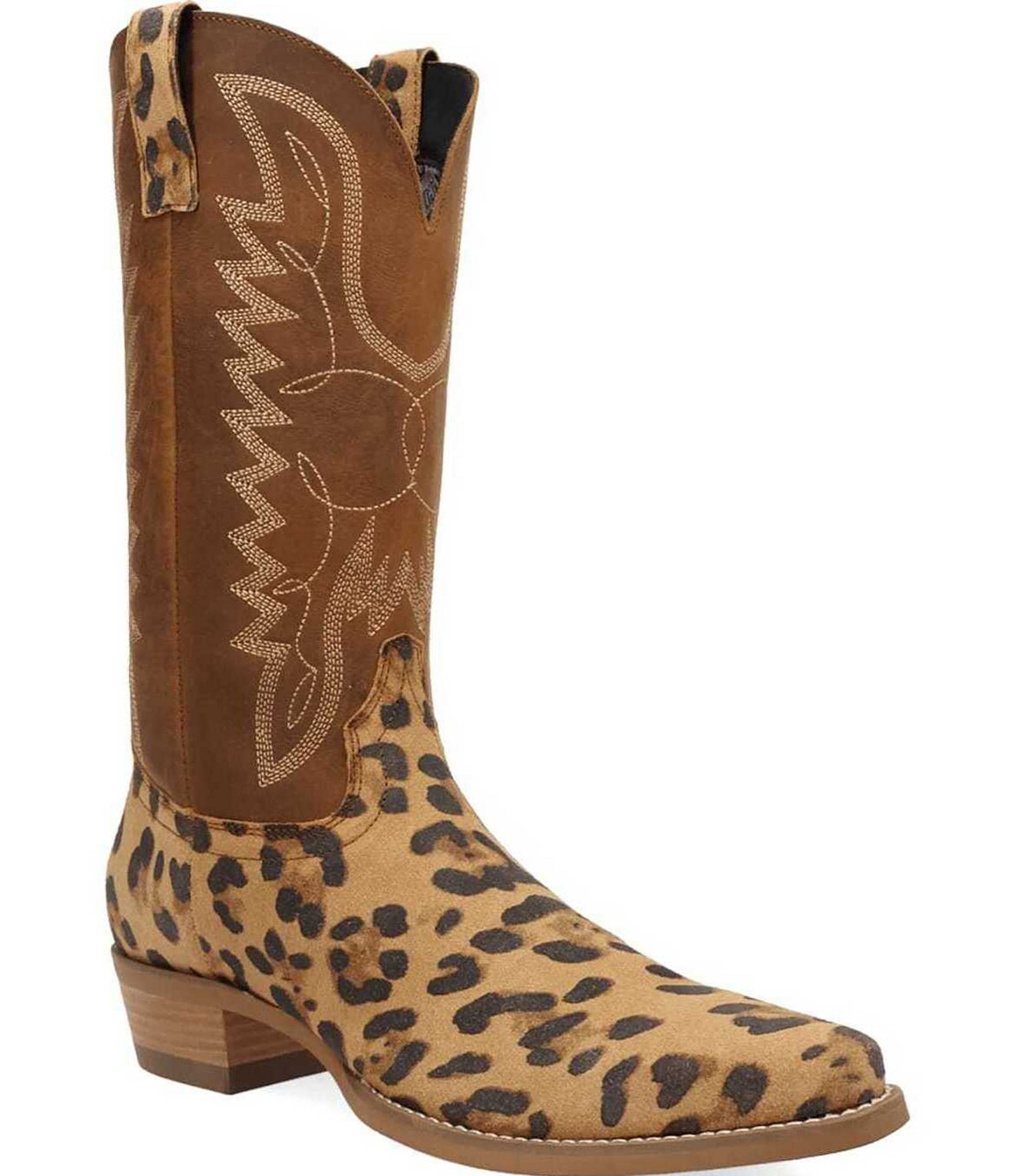 Dingo Men's Bulls Eye Leopard Print Suede Western Boots