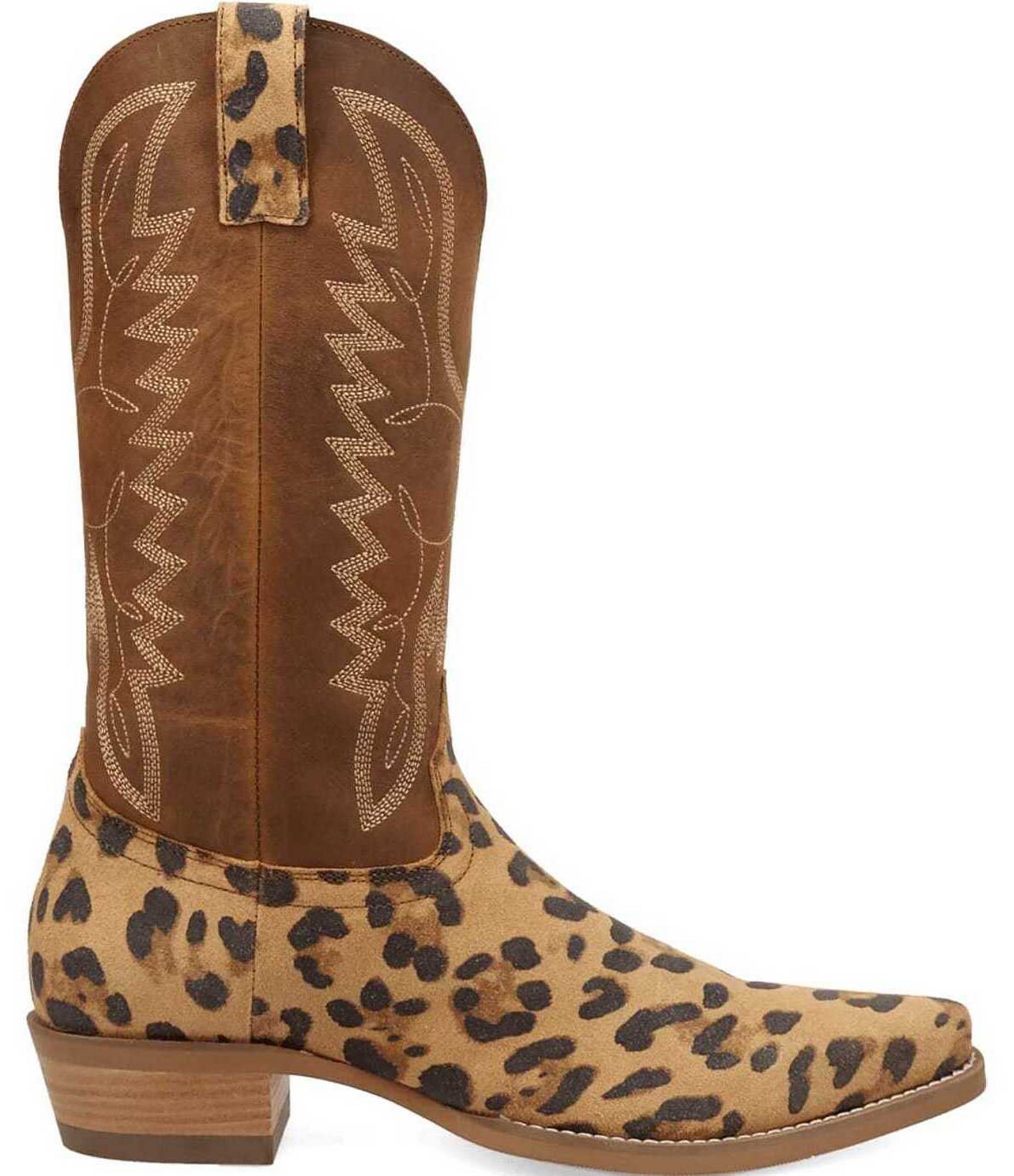 Dingo Men's Bulls Eye Leopard Print Suede Western Boots