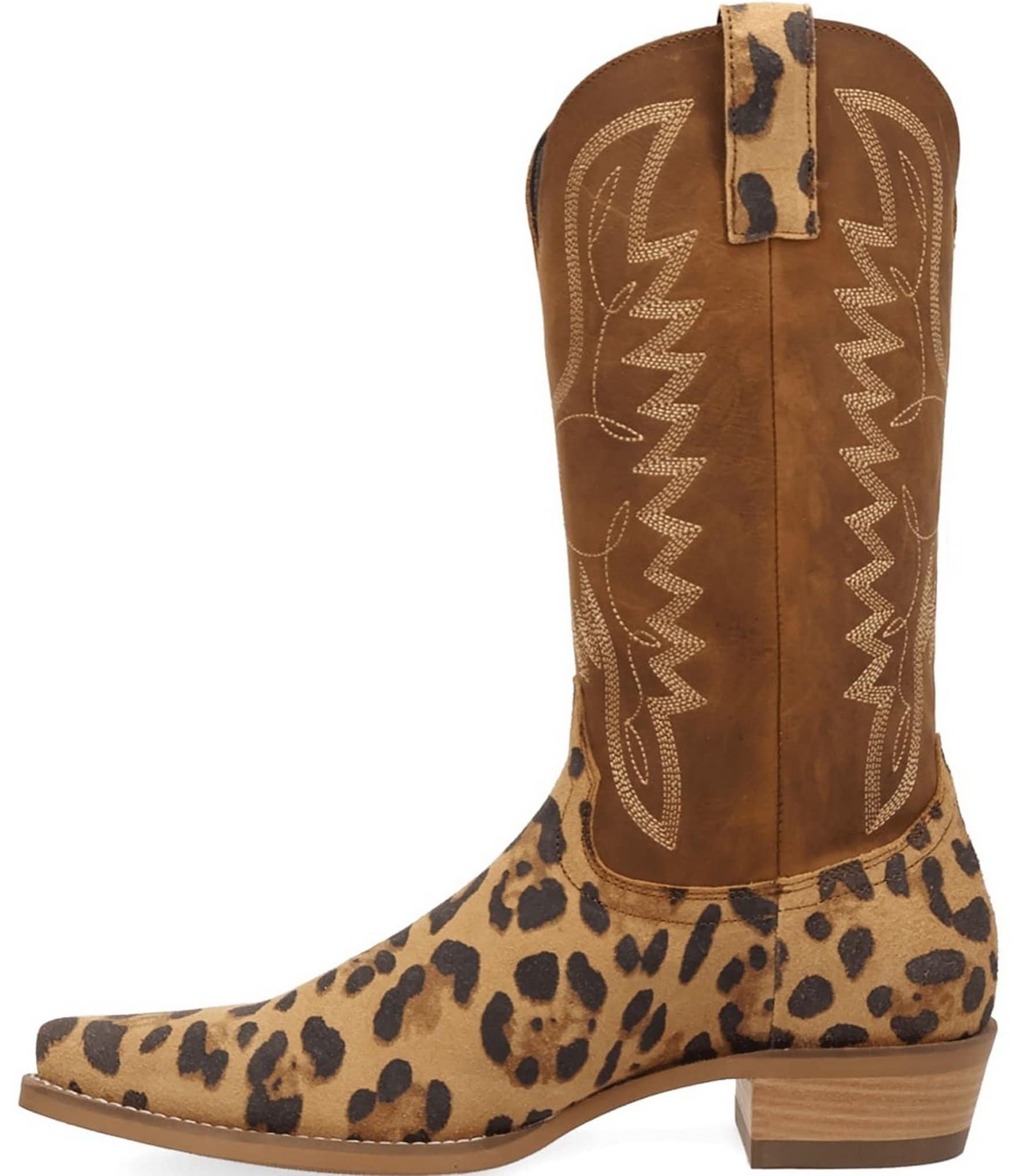 Dingo Men's Bulls Eye Leopard Print Suede Western Boots