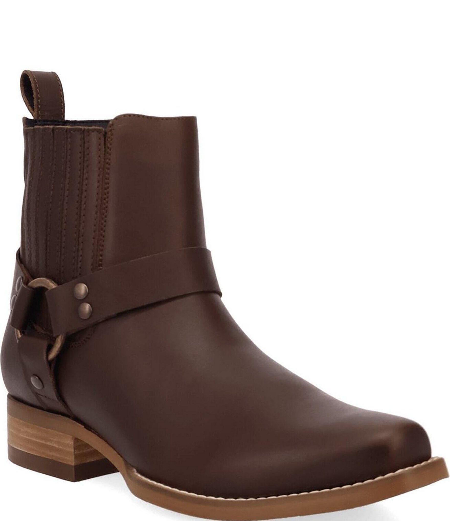 Dingo Men's Rowdy Leather O-Ring Harness Snip Toe Ankle Boots