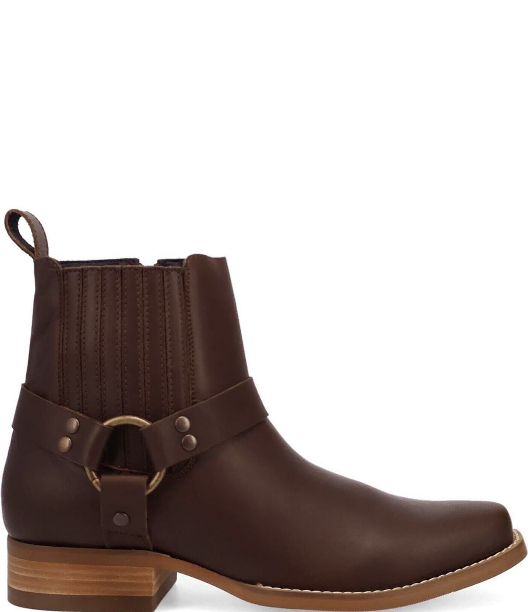 Dingo Men's Rowdy Leather O-Ring Harness Snip Toe Ankle Boots