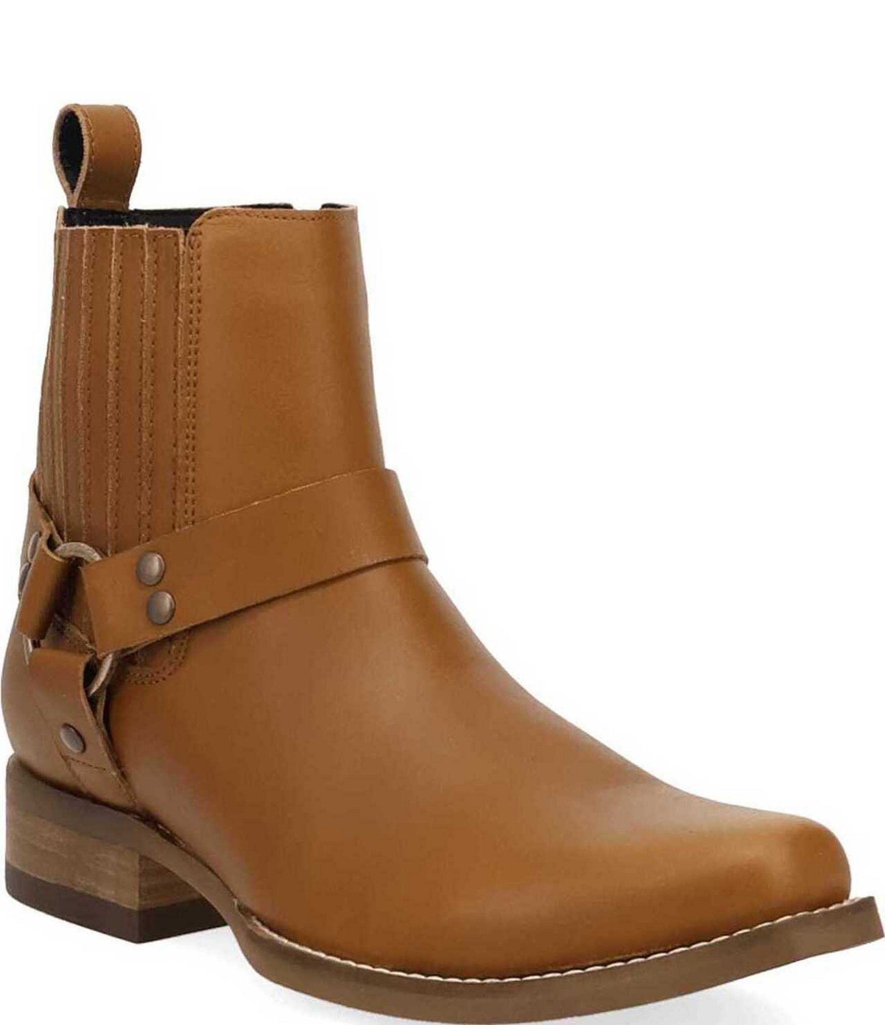 Dingo Men's Rowdy Leather O-Ring Harness Snip Toe Ankle Boots