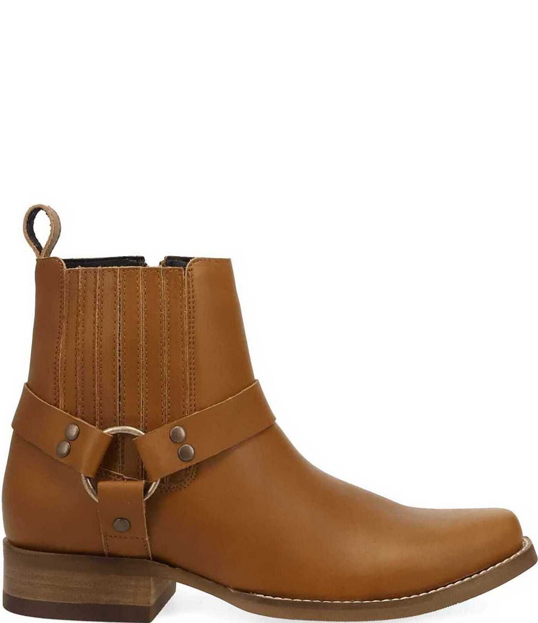 Dingo Men's Rowdy Leather O-Ring Harness Snip Toe Ankle Boots