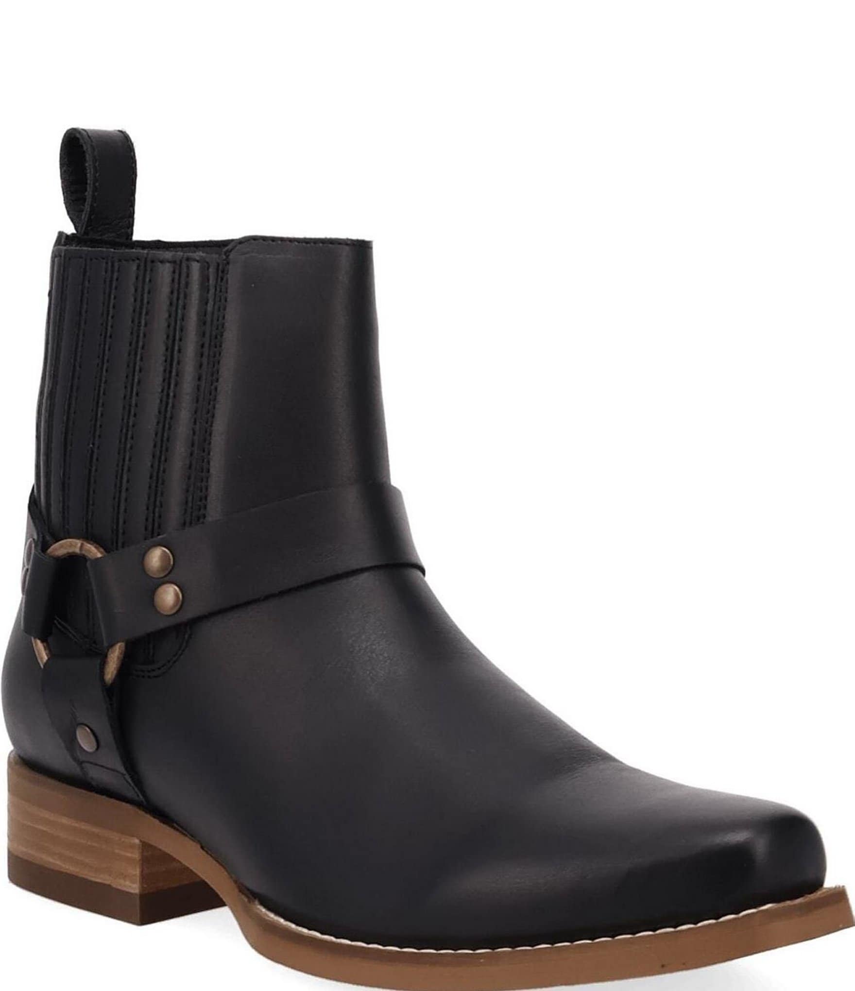 Dingo Men's Rowdy Leather O-Ring Harness Snip Toe Ankle Boots