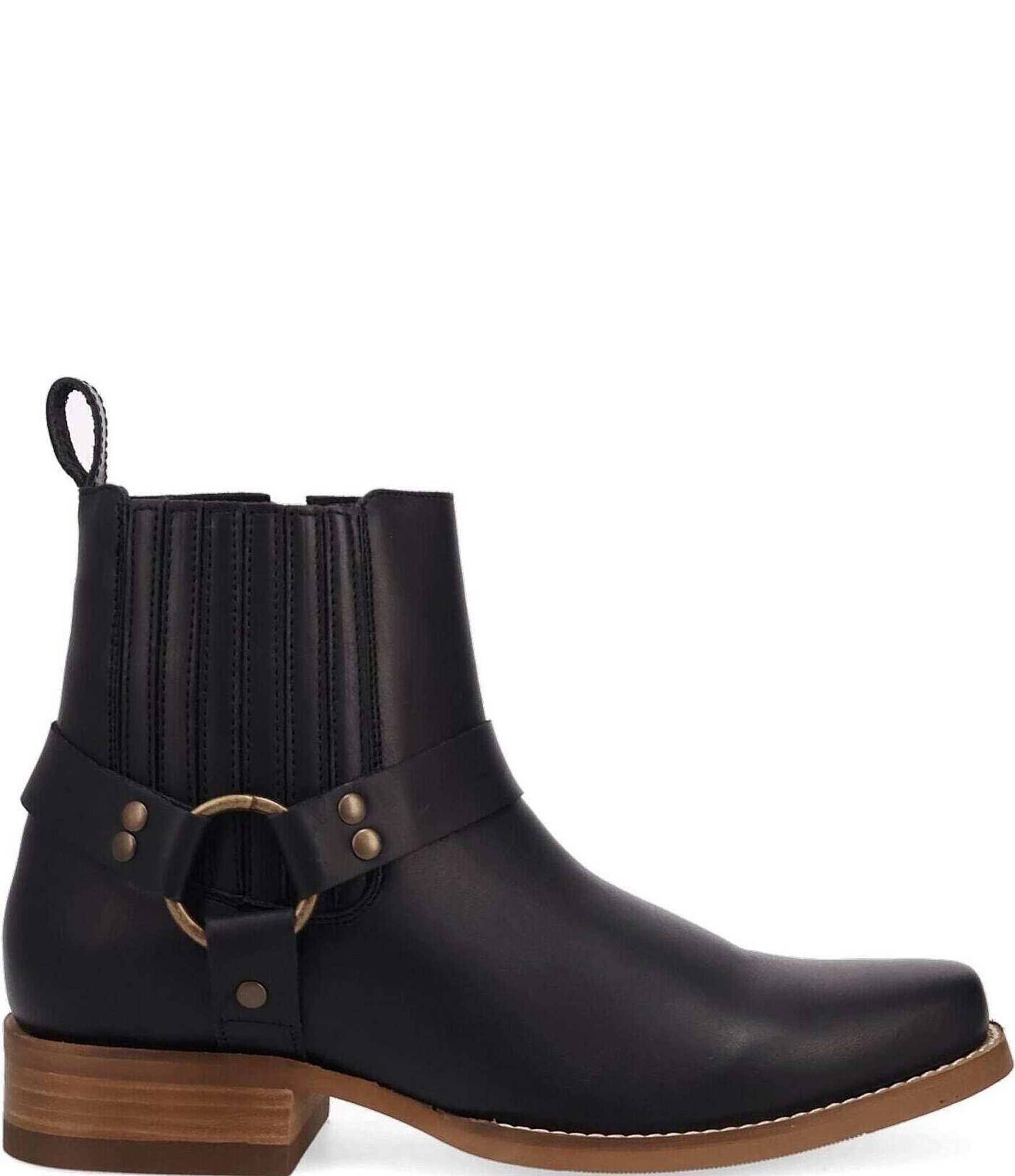 Dingo Men's Rowdy Leather O-Ring Harness Snip Toe Ankle Boots