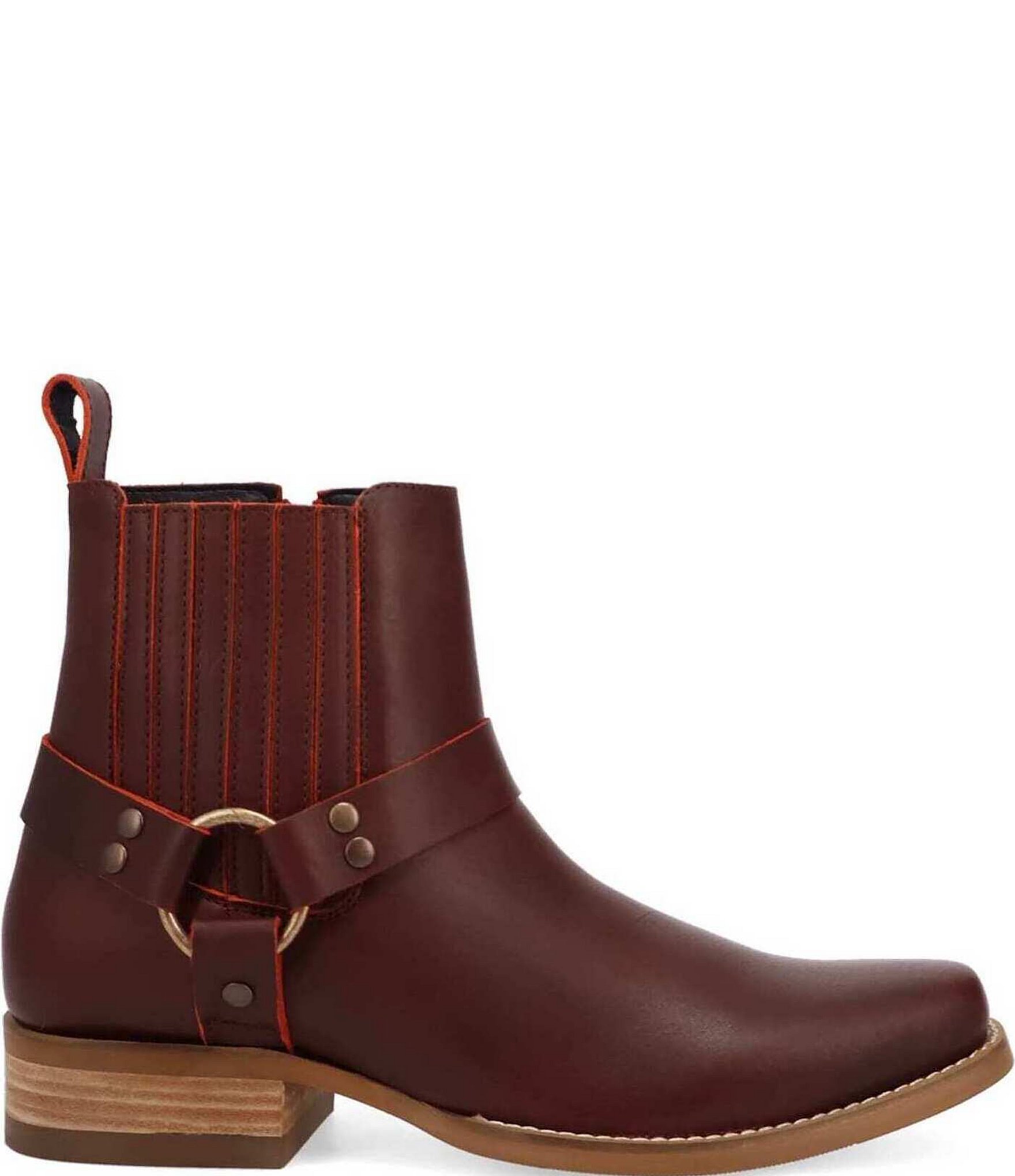 Dingo Men's Rowdy Leather O-Ring Harness Snip Toe Ankle Boots