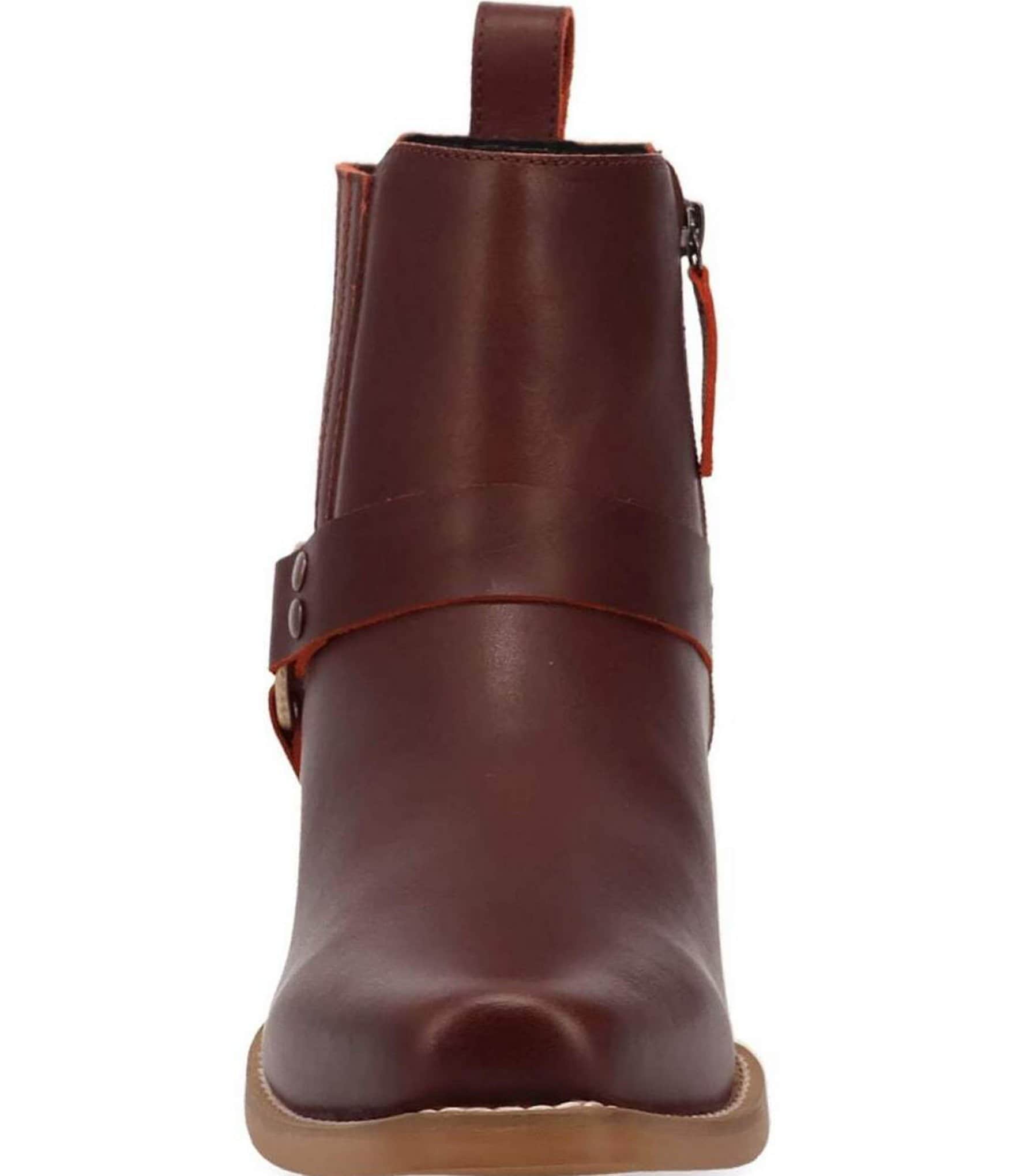 Dingo Men's Rowdy Leather O-Ring Harness Snip Toe Ankle Boots