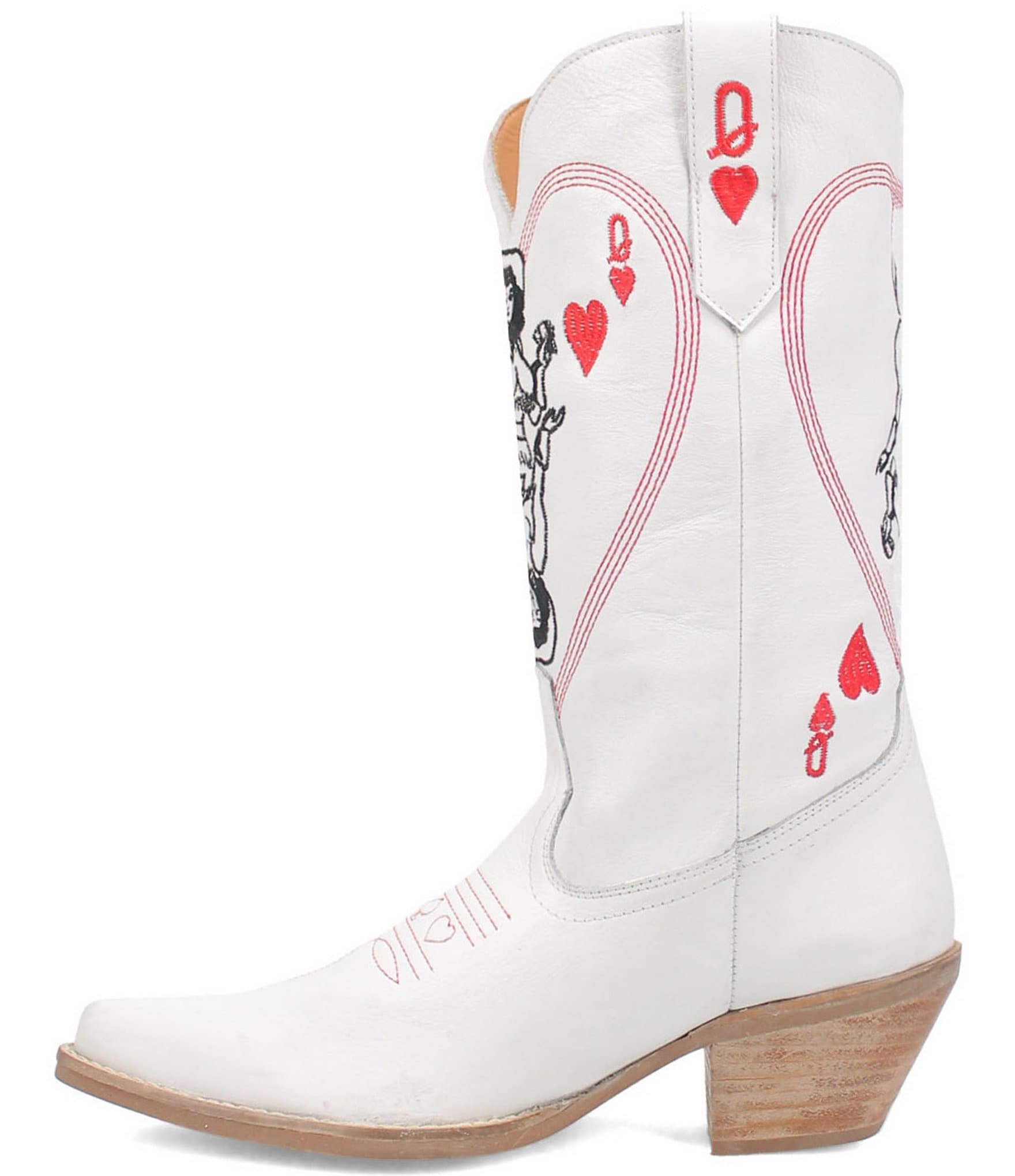 Dingo Queen A Hearts Embroidered Leather Mid Western Boots