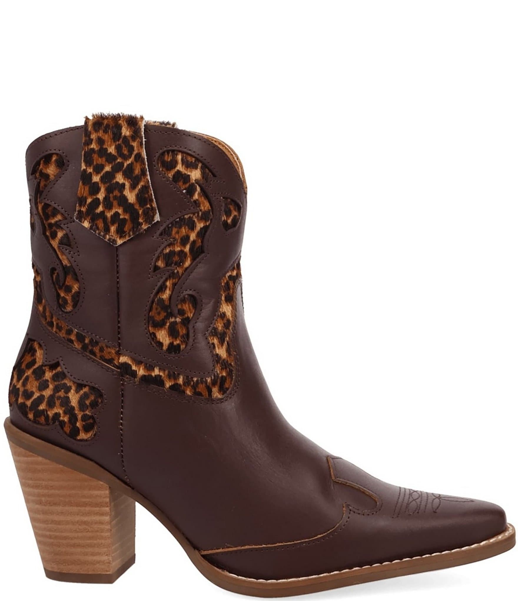 Dingo Run Wild Leather Leopard Print Suede Western Booties