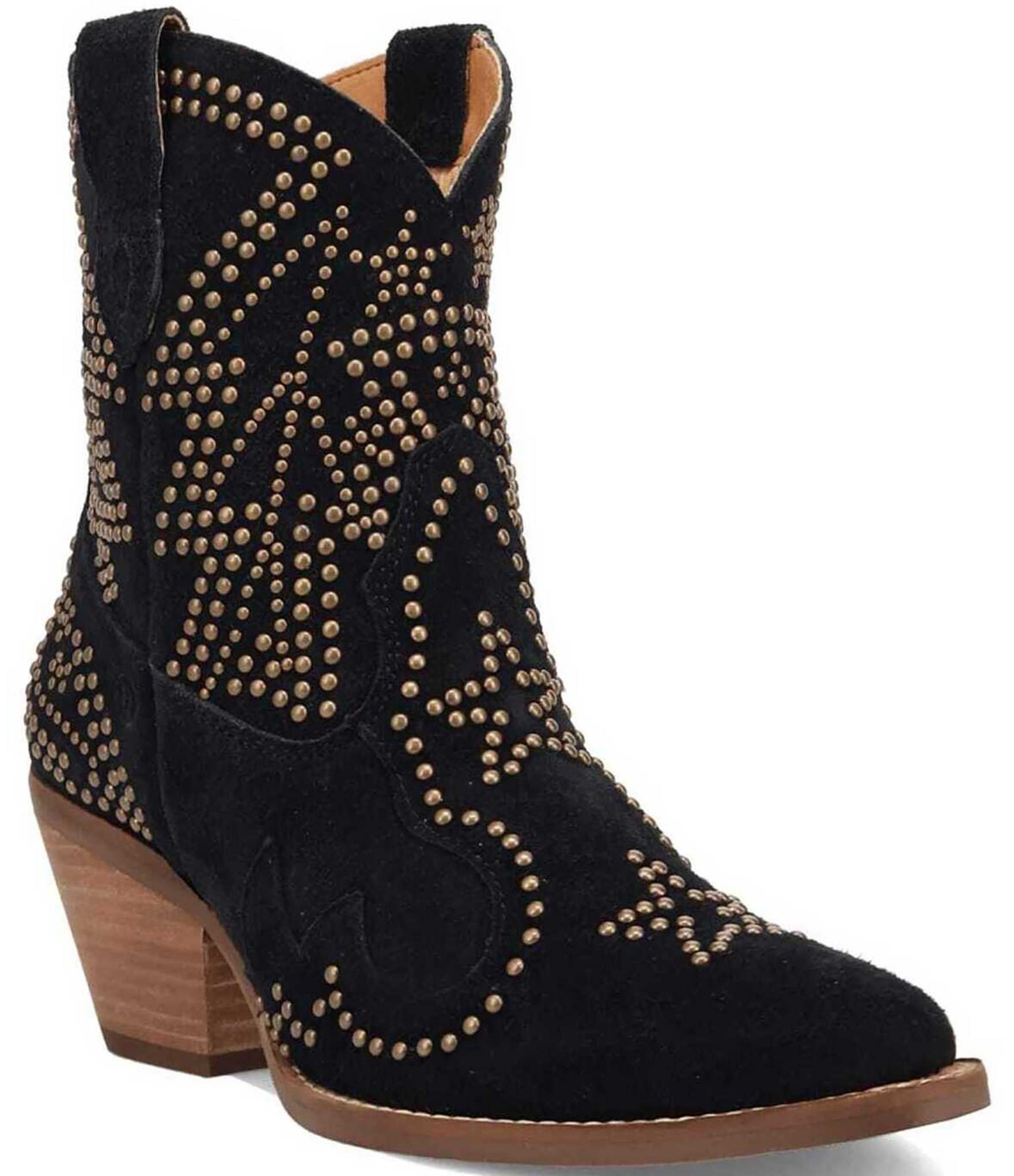 Dingo Seein' Stars Studded Suede Western Booties