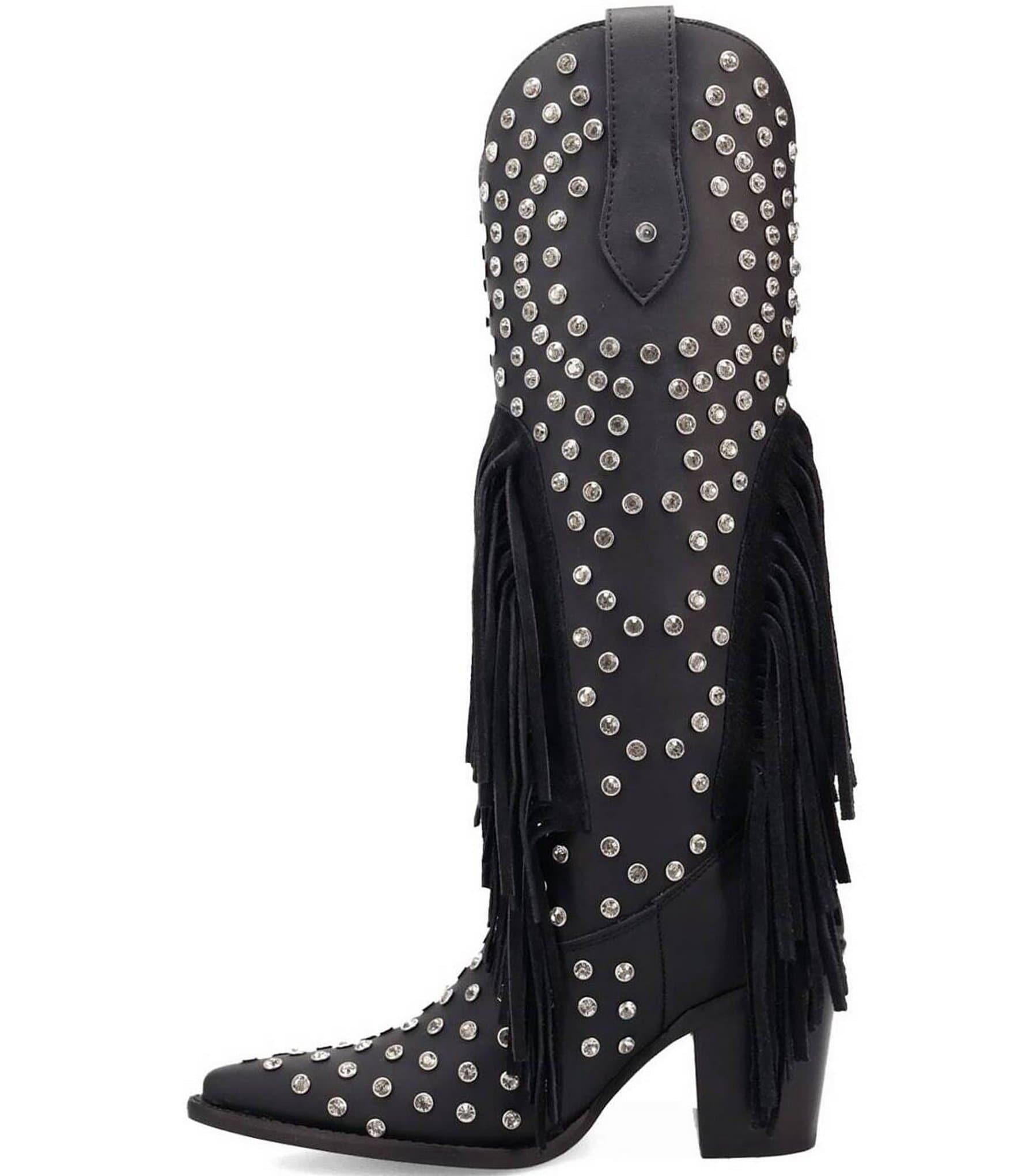 Dingo Show Pony Leather Fringe and Rhinestone Studded Tall Western Boots