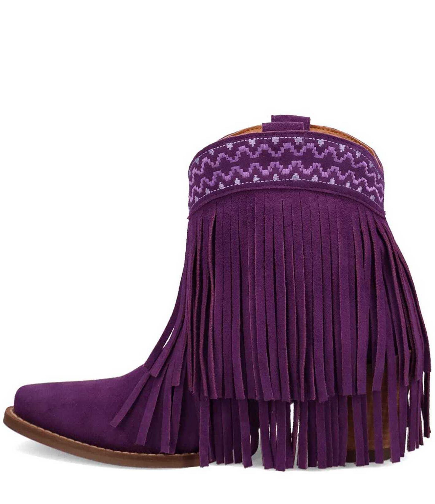 Dingo Tapadero Suede Fringe Western Booties