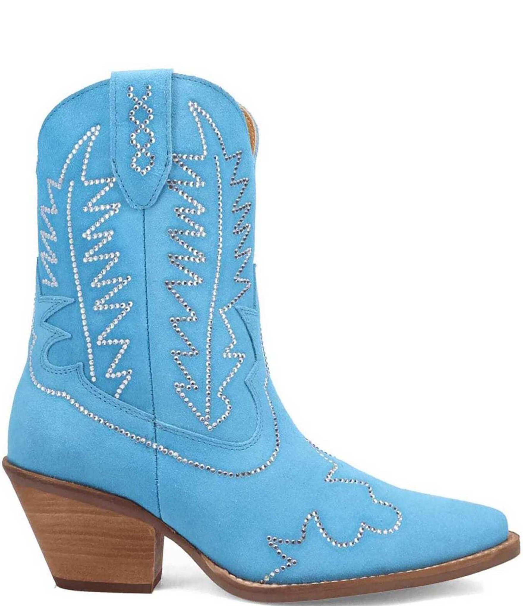 Dingo Tiny Pony Suede Rhinestone Mid Calf Western Boots