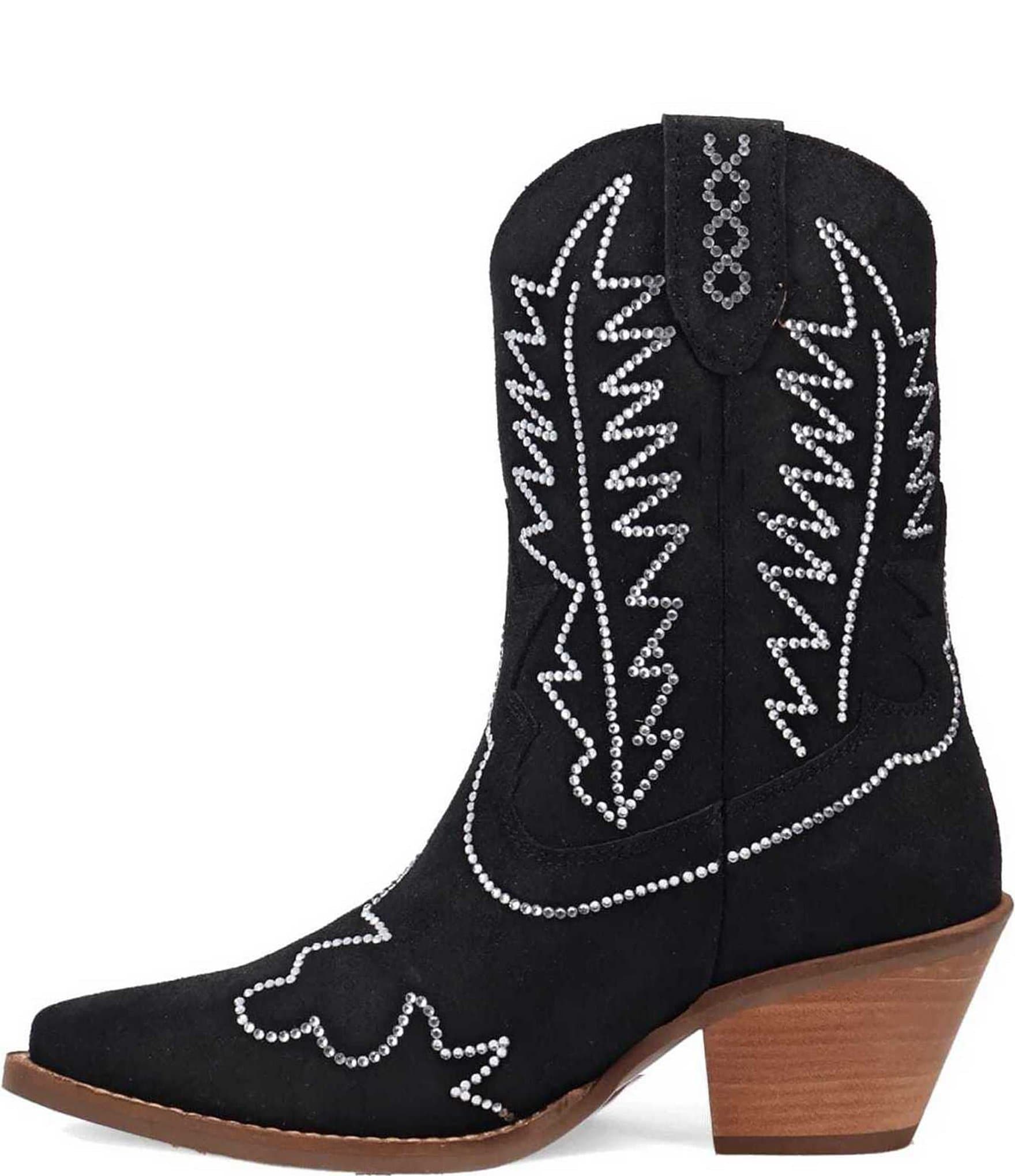 Dingo Tiny Pony Suede Rhinestone Mid Calf Western Boots