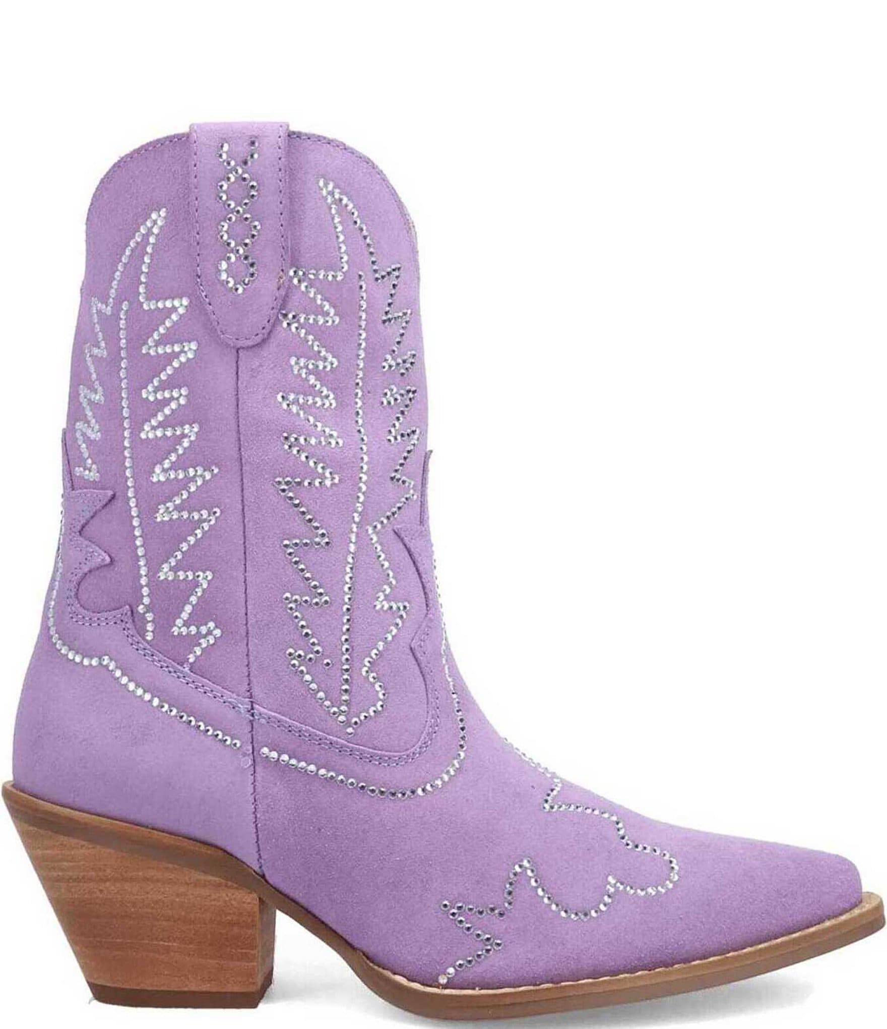 Dingo Tiny Pony Suede Rhinestone Mid Calf Western Boots