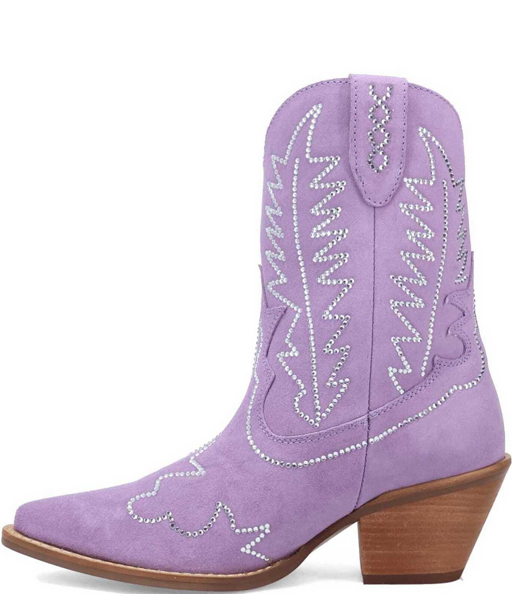 Dingo Tiny Pony Suede Rhinestone Mid Calf Western Boots