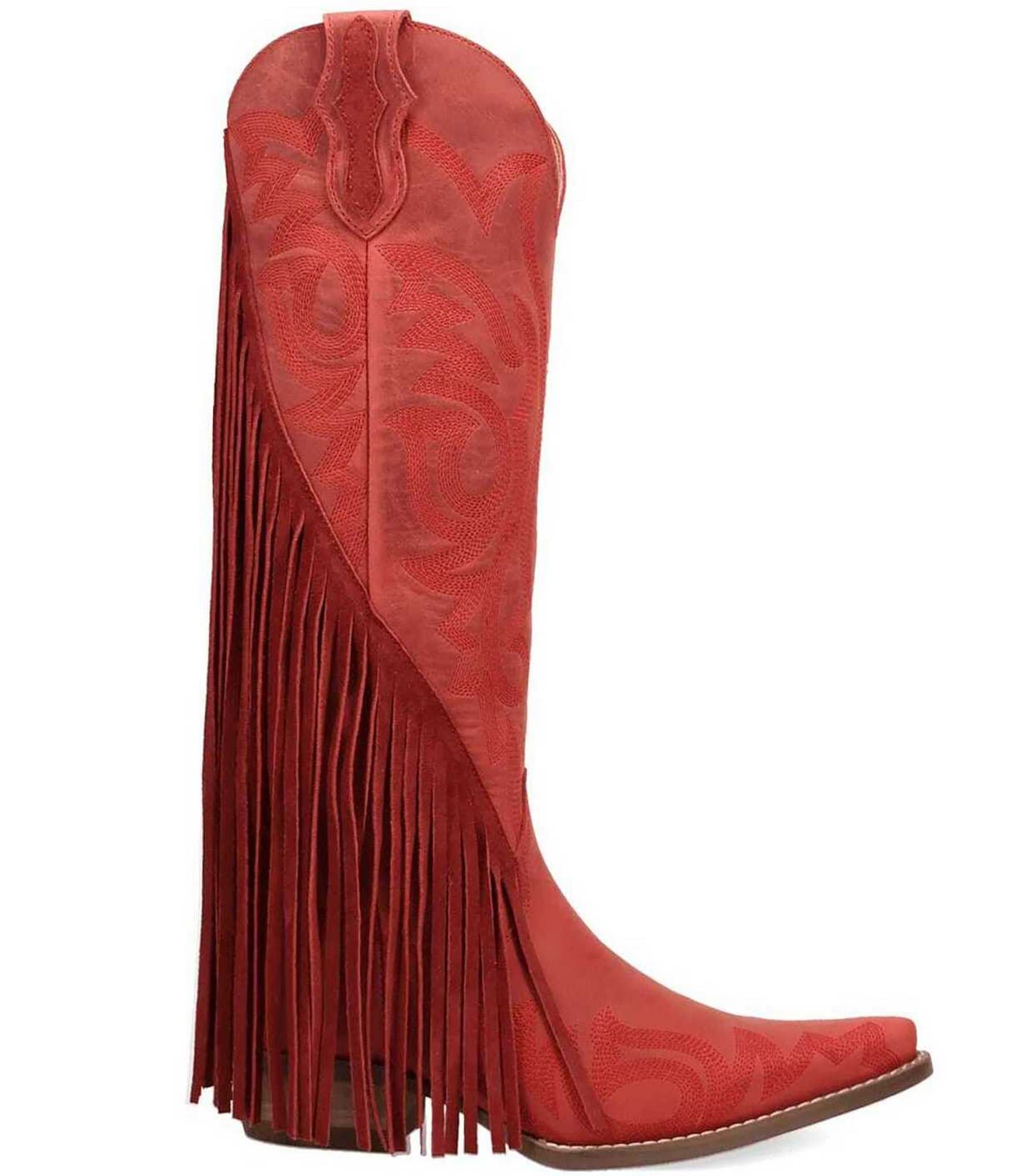 Dingo Walk West Leather Suede Fringe Western Tall Boots