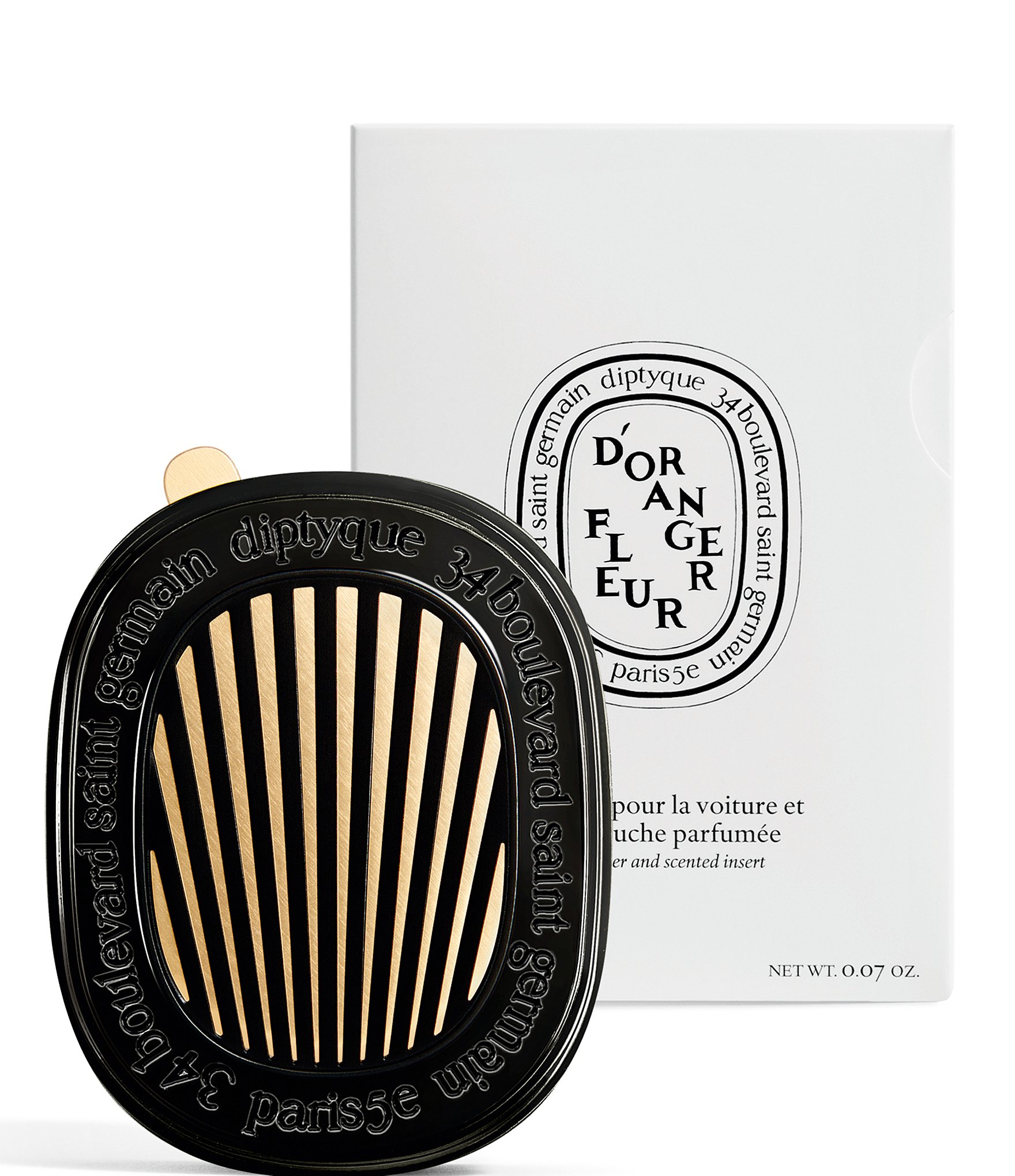 DIPTYQUE Fleur d'Oranger (Orange Blossom) Car Fragrance Diffuser and Insert Set