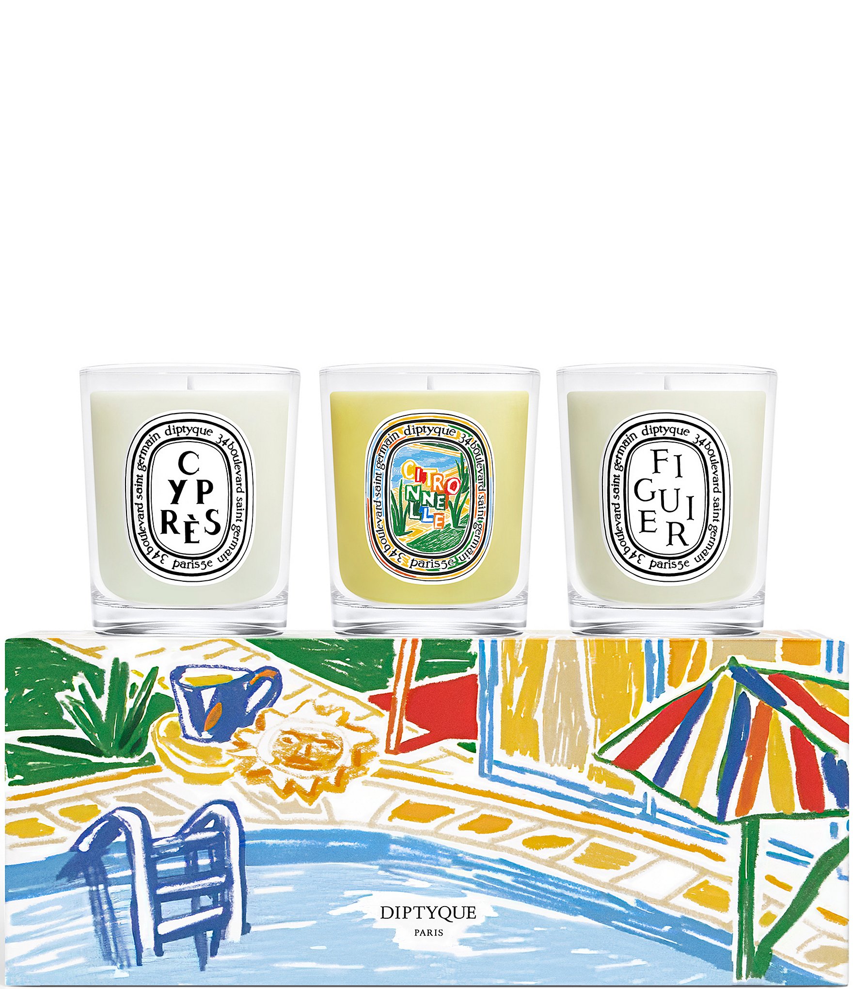 DIPTYQUE Mini Candle 3-Piece Gift Set (Cypres, Figuier, and Citronnelle)