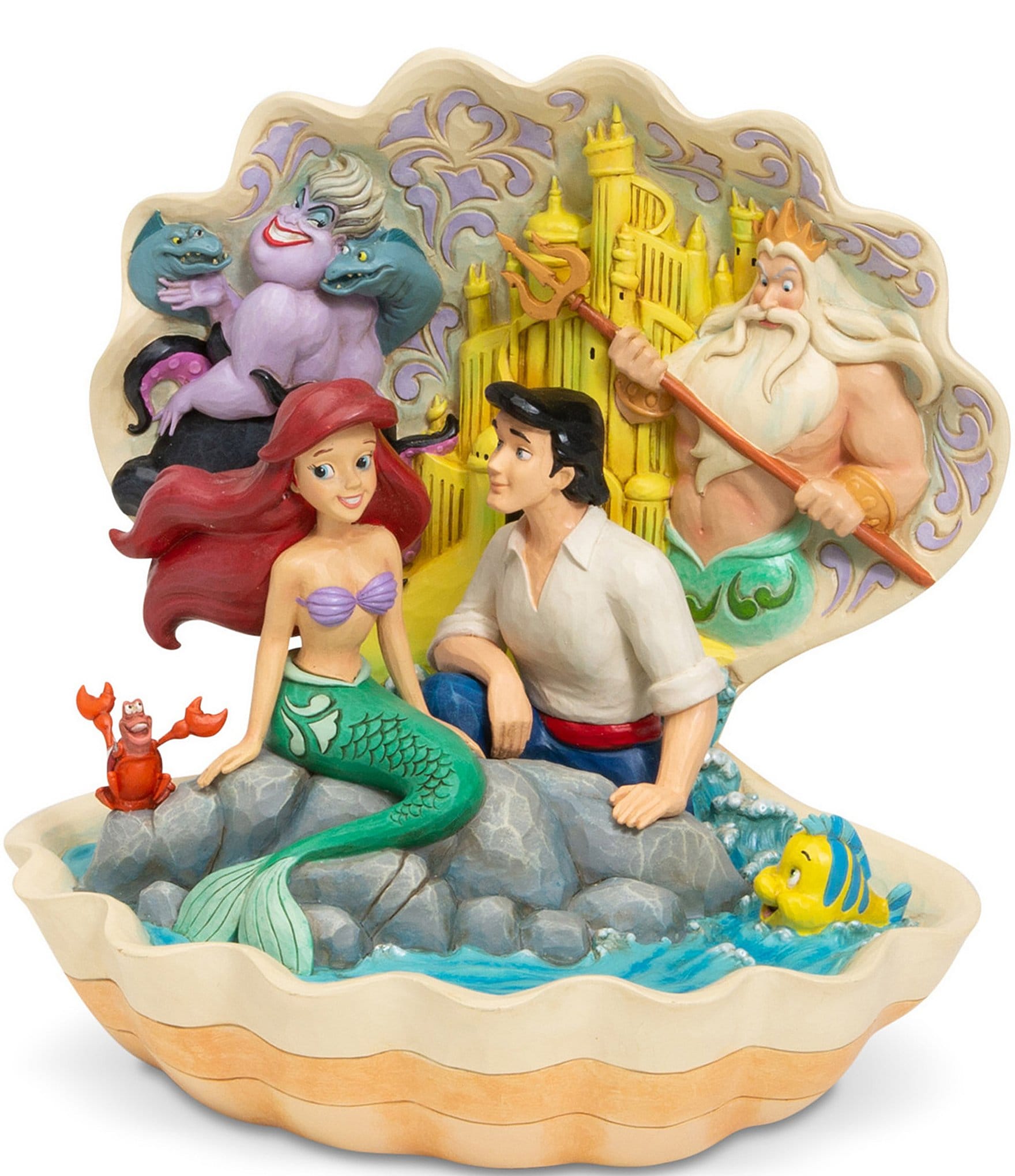 Buckle-Down Men's Disney, Little Mermaid Ariel Seashell with Gems Cast Black, Vegan Leather Belt