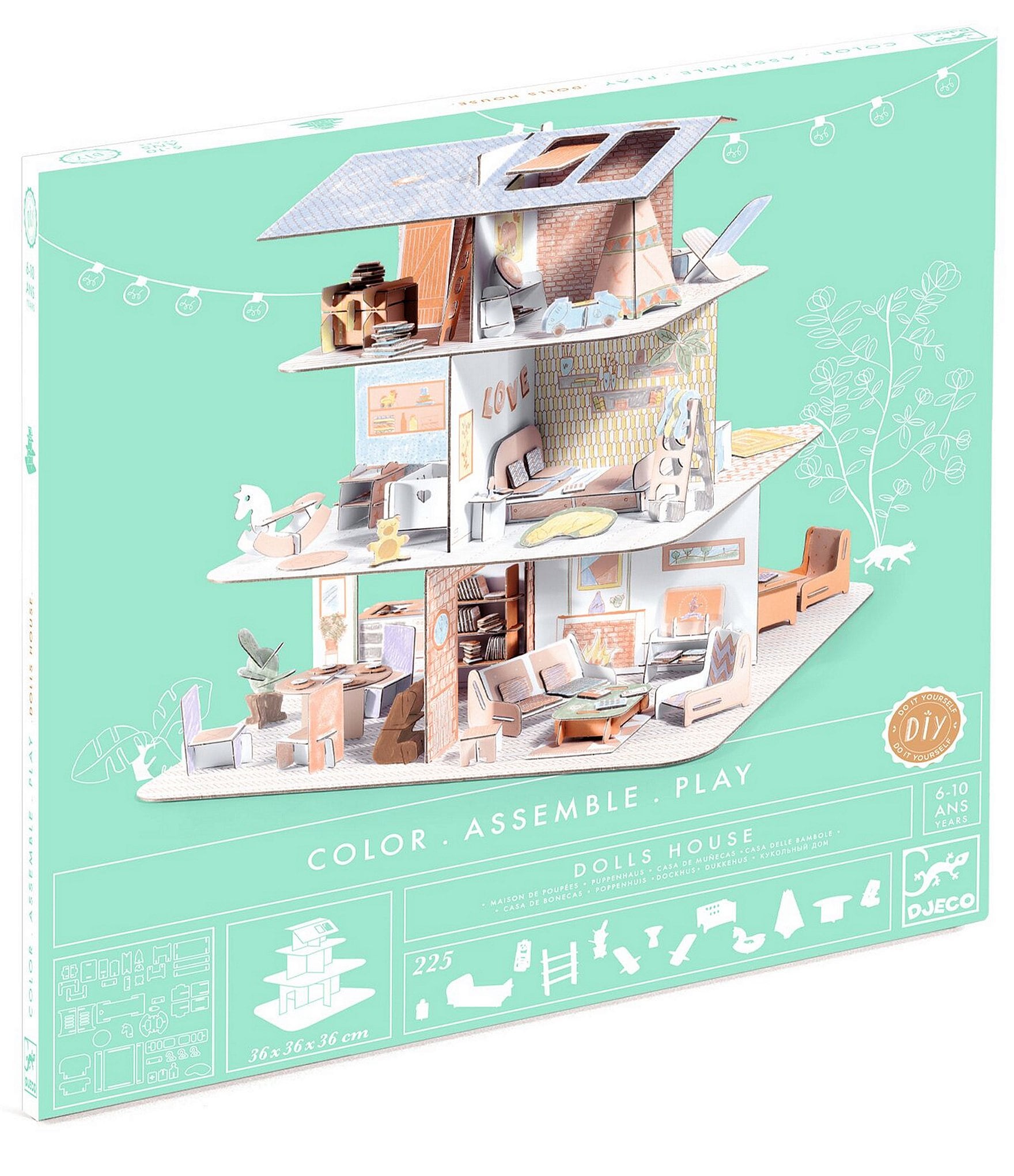 Djeco Dollhouse Color Assemble Play DIY Arts & Craft Kit