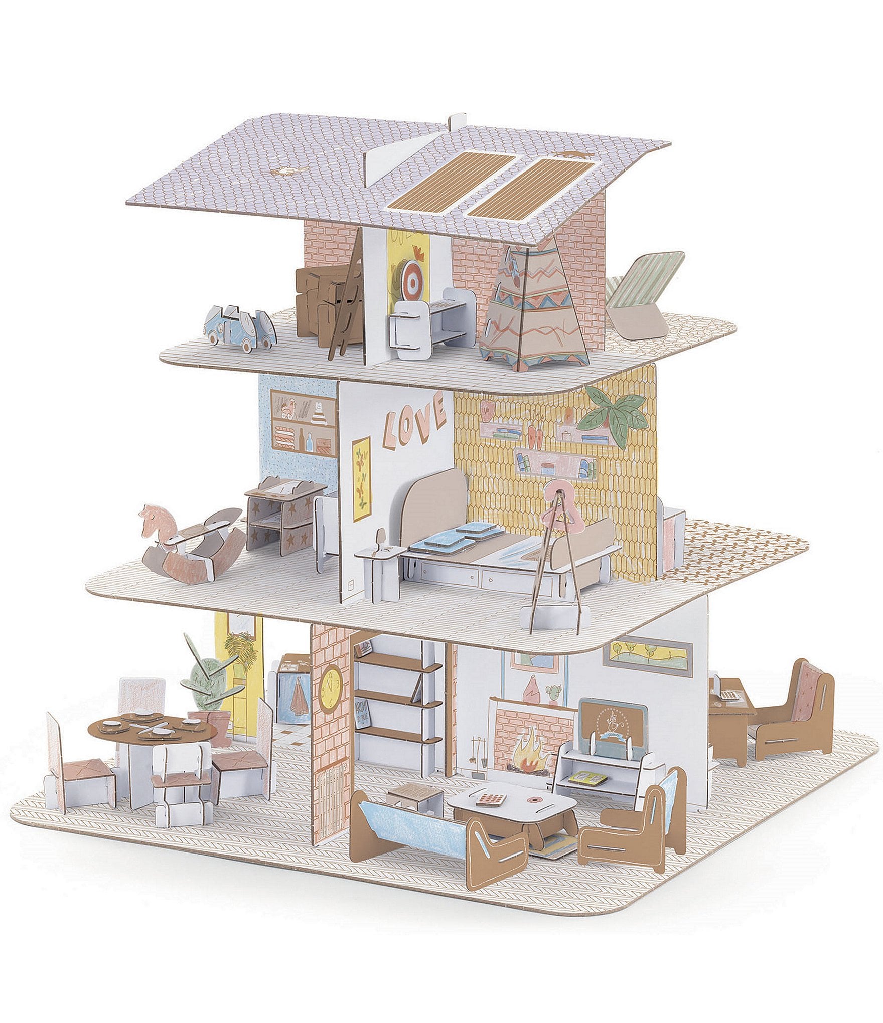 Doll House and Furniture Making & Painting Kit  Premium Pine Wood 3D –  Joyful and Meaning Activities- O iDeal