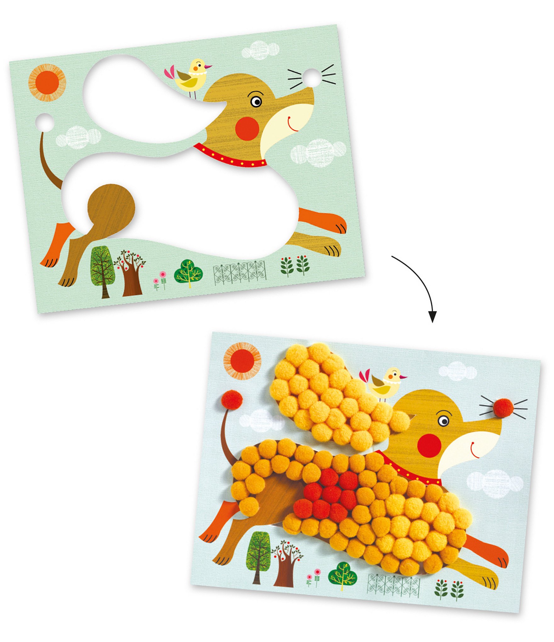 Djeco Pom Pom Puppies Collage Activity Set