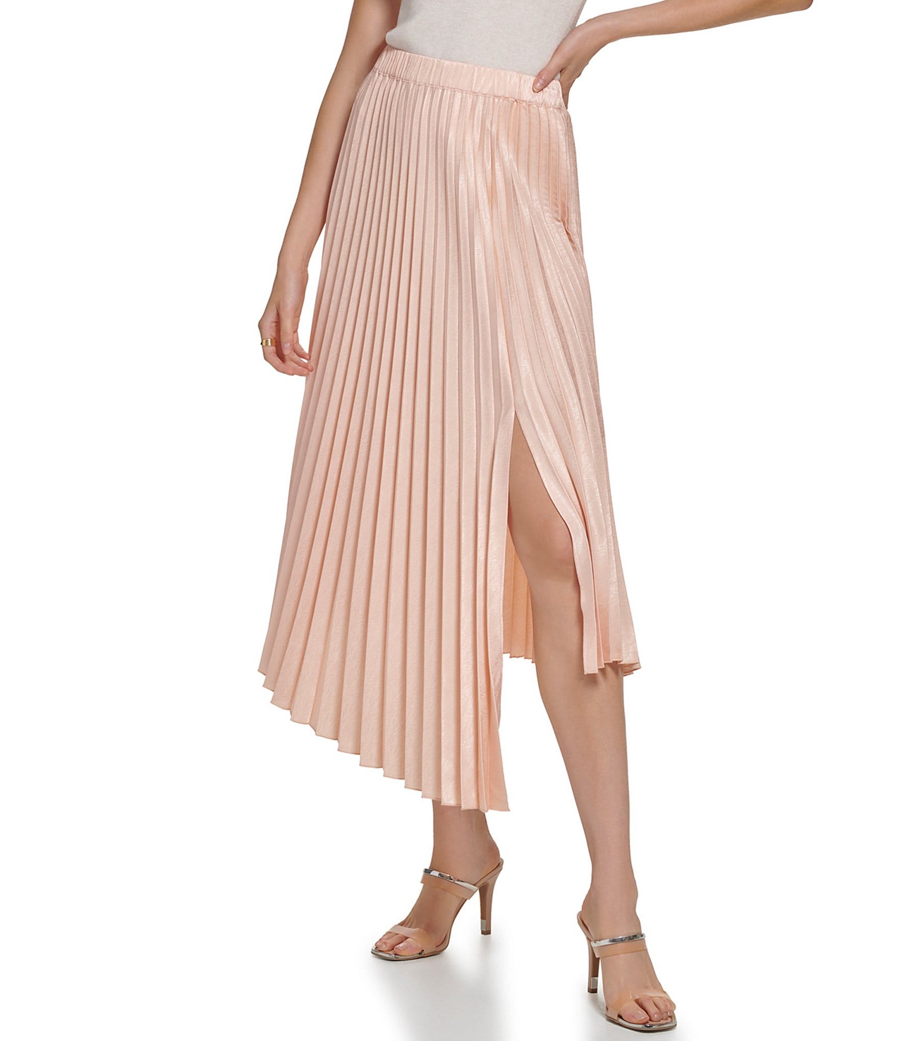 DKNY A-Line Pull-On Asymmetrical Hem Midi Skirt | Dillard's
