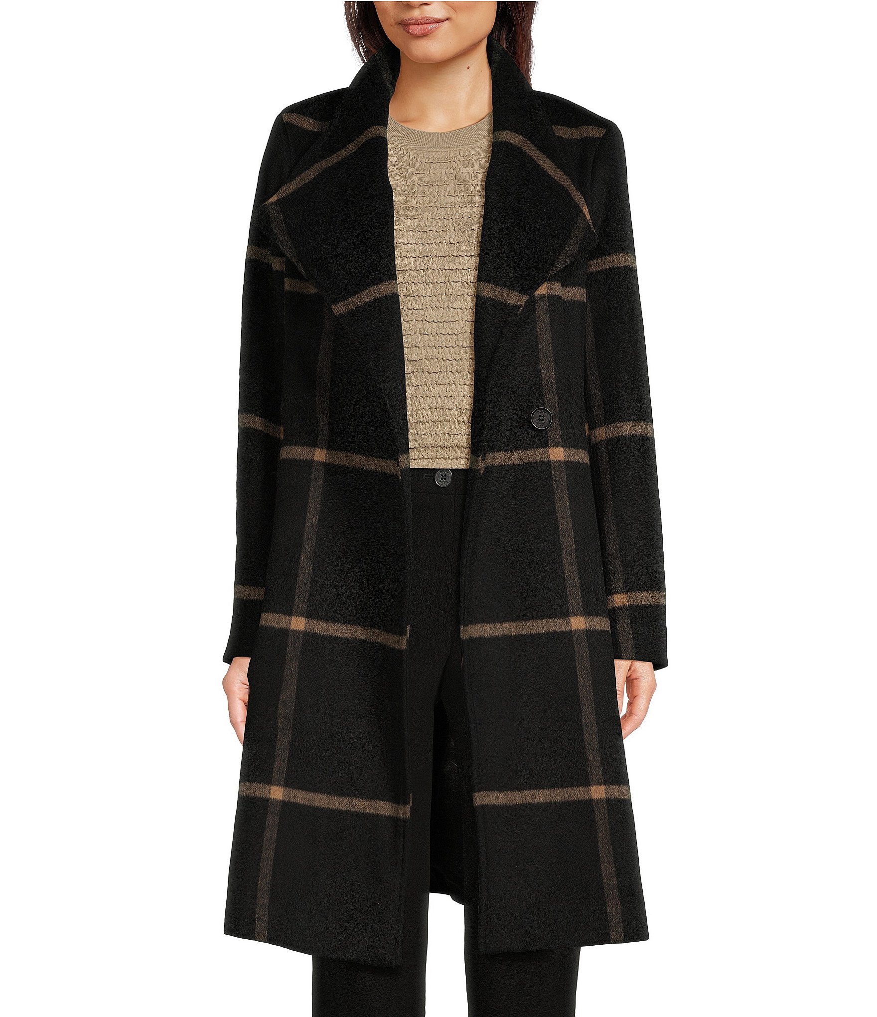 Dkny plaid coat hotsell